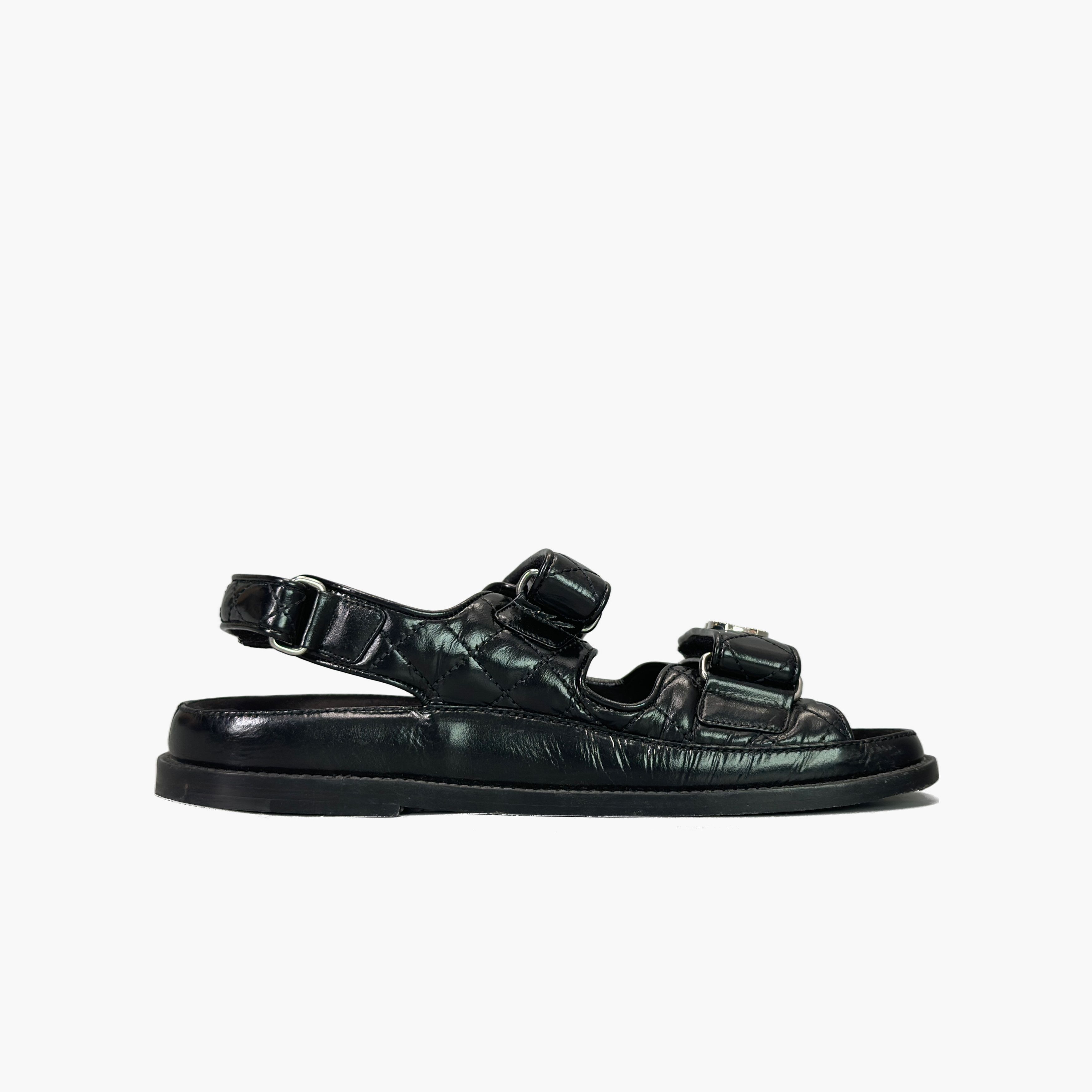 Chanel Chanel Quilted CC Velcro Sandals Size 38 Size US 7 / IT 37 - 2 Thumbnail