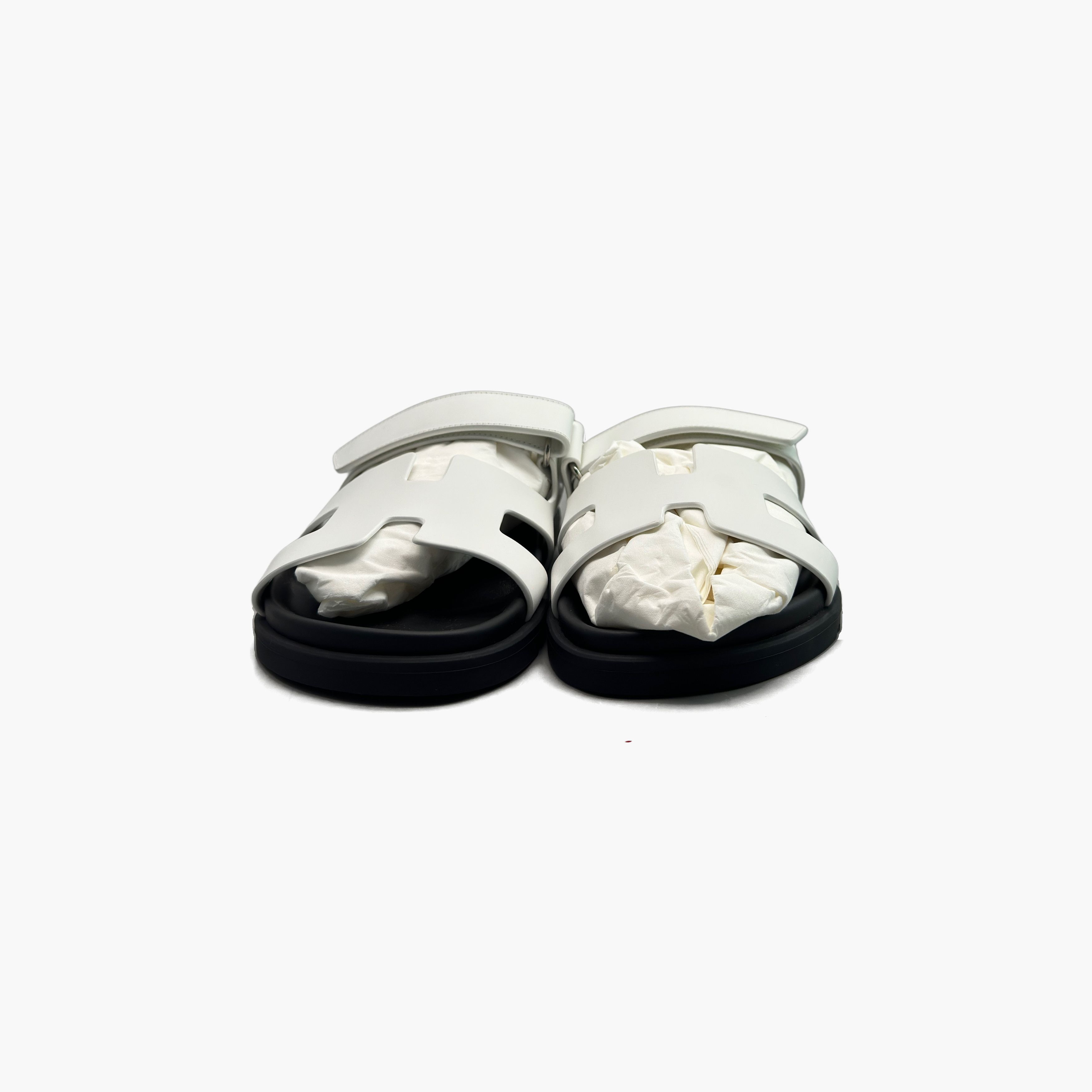 Hermes Hermes White Leather Chypre Sandals Size 40 Size US 10 / IT 40 - 5 Thumbnail