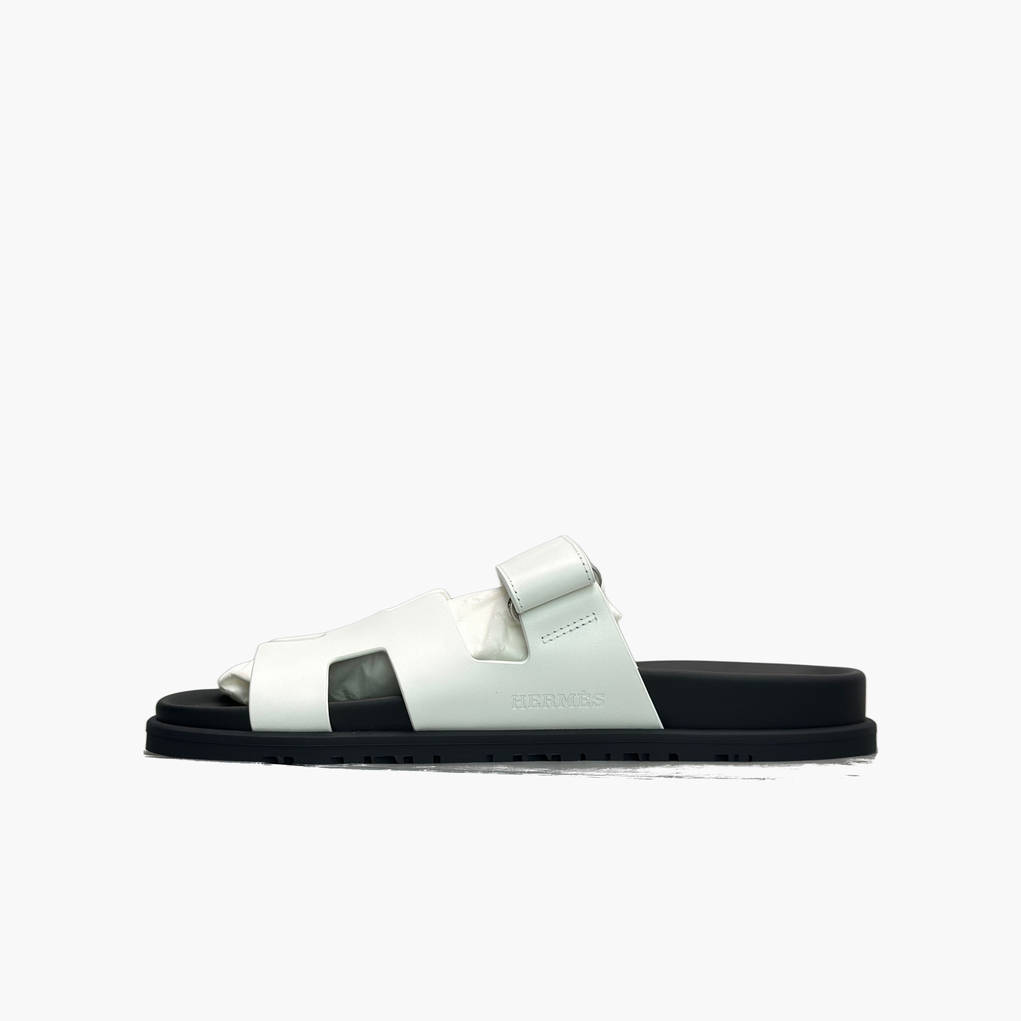 Hermes Hermes White Leather Chypre Sandals Size 40 Size US 10 / IT 40 - 3 Thumbnail