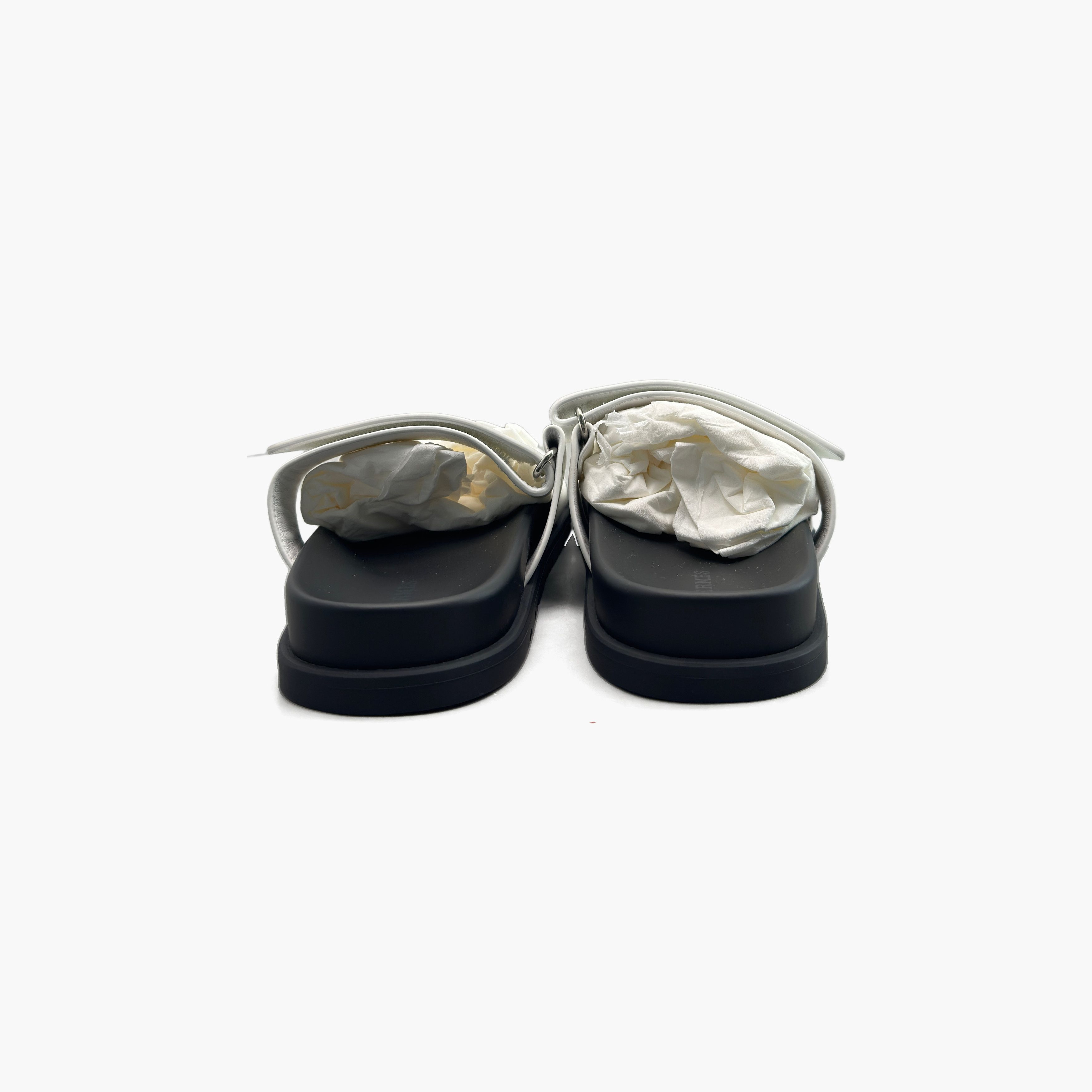 Hermes Hermes White Leather Chypre Sandals Size 40 Size US 10 / IT 40 - 6 Thumbnail