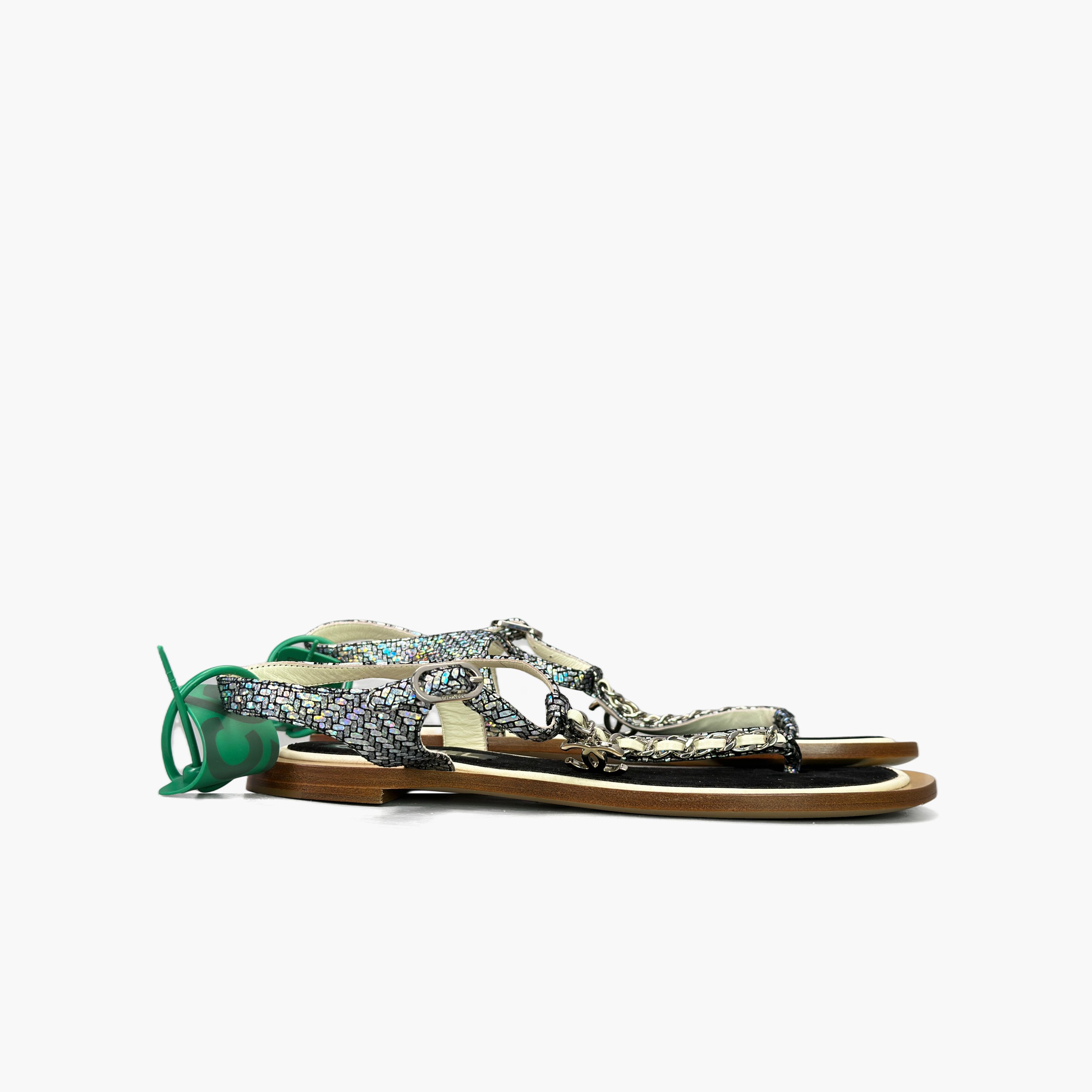 Chanel Chanel Silver Chain Thong Sandals Size 38 Size US 8 / IT 38 - 4 Thumbnail