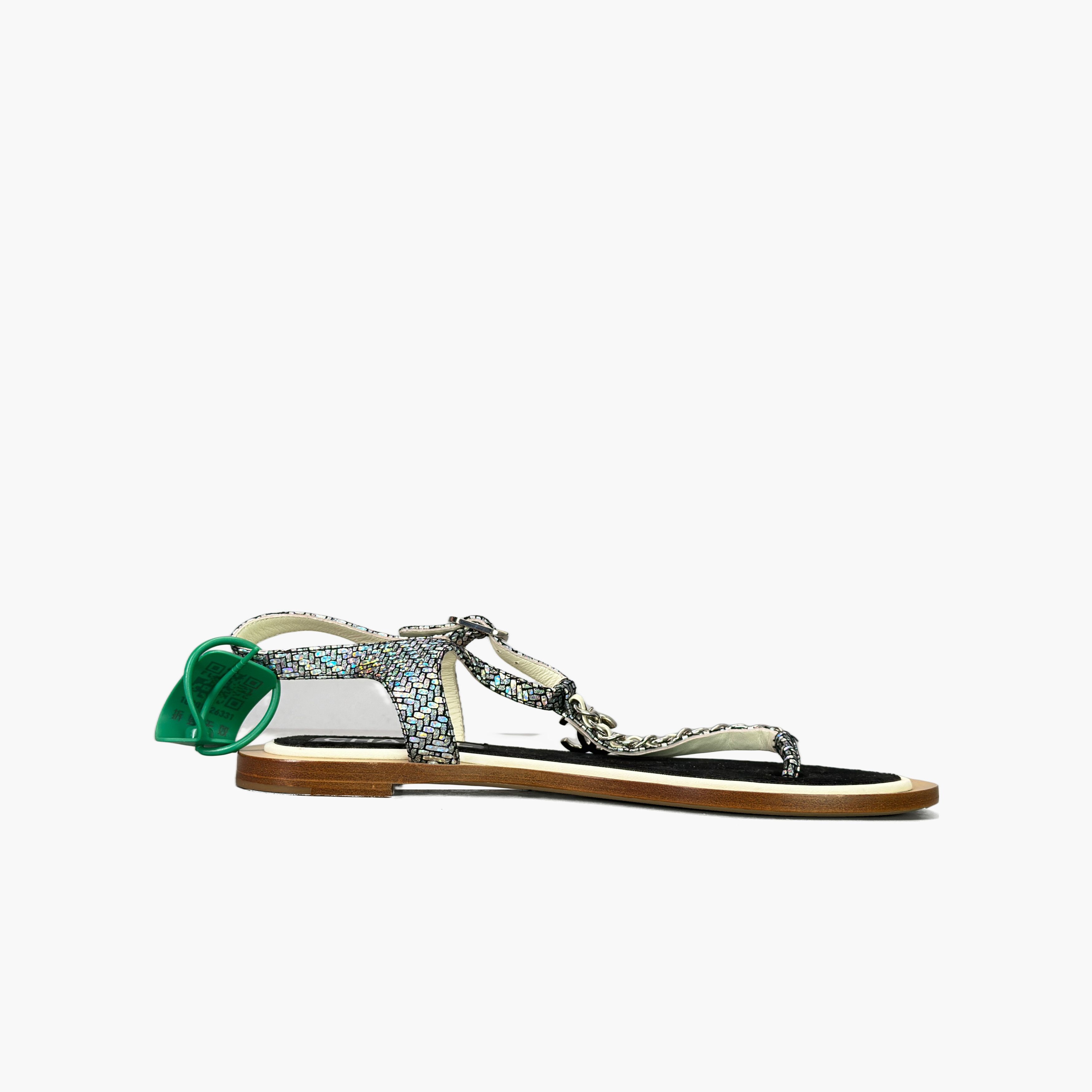 Chanel Chanel Silver Chain Thong Sandals Size 38 Size US 8 / IT 38 - 2 Thumbnail