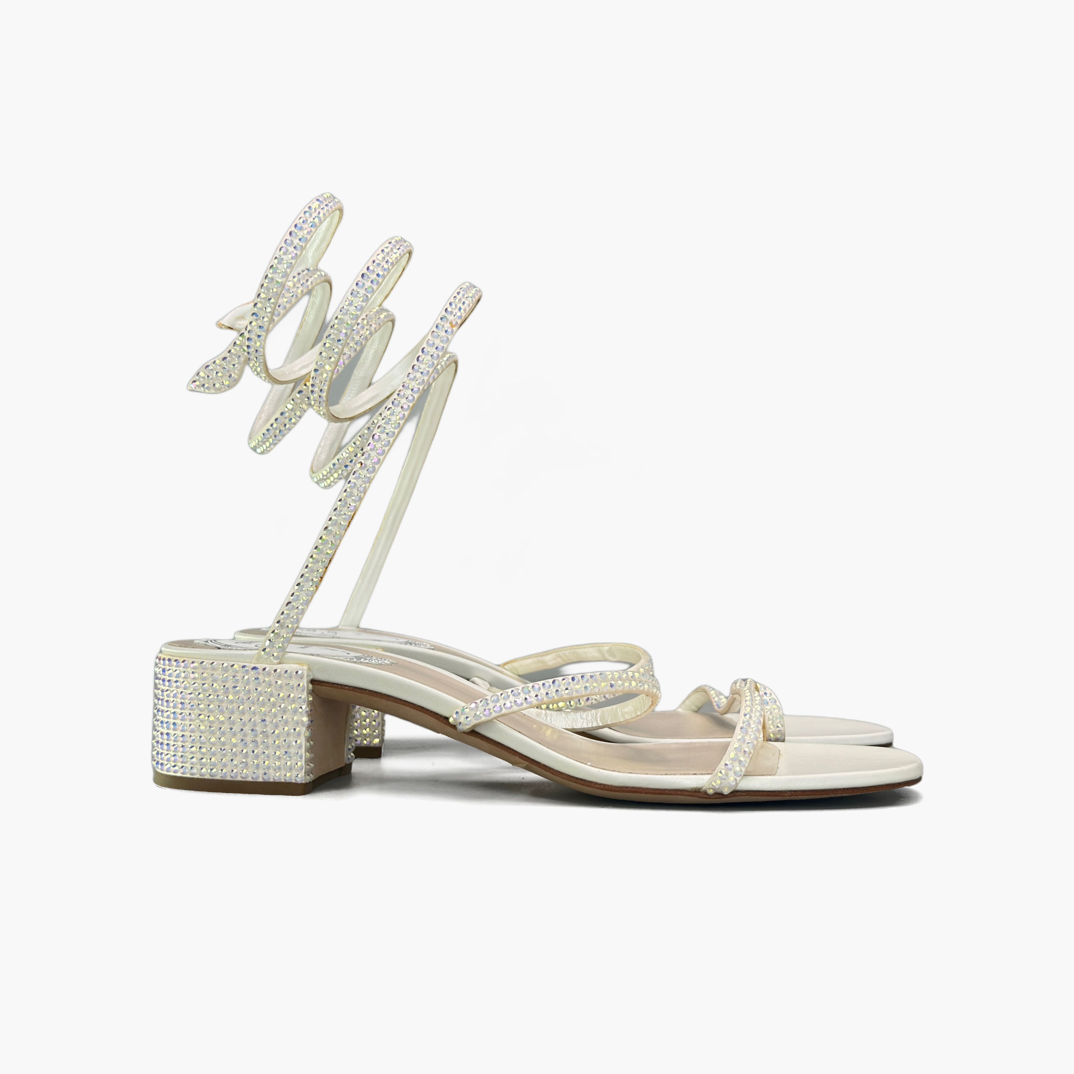 Rene Caovilla René Caovilla Cleo Crystal Sandals White Size 37.5 Size US 7.5 / IT 37.5 - 4 Thumbnail