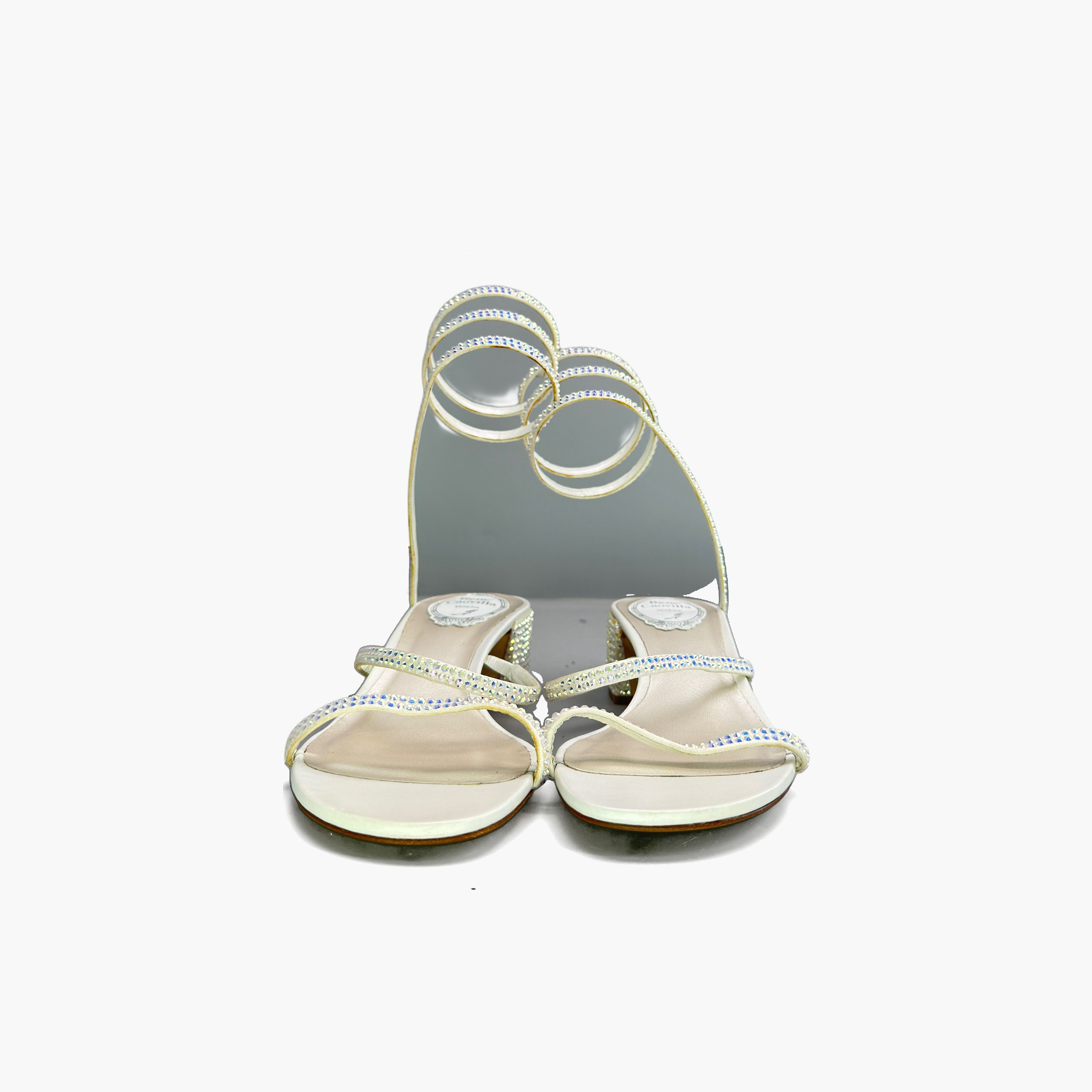 Rene Caovilla René Caovilla Cleo Crystal Sandals White Size 37.5 Size US 7.5 / IT 37.5 - 5 Thumbnail