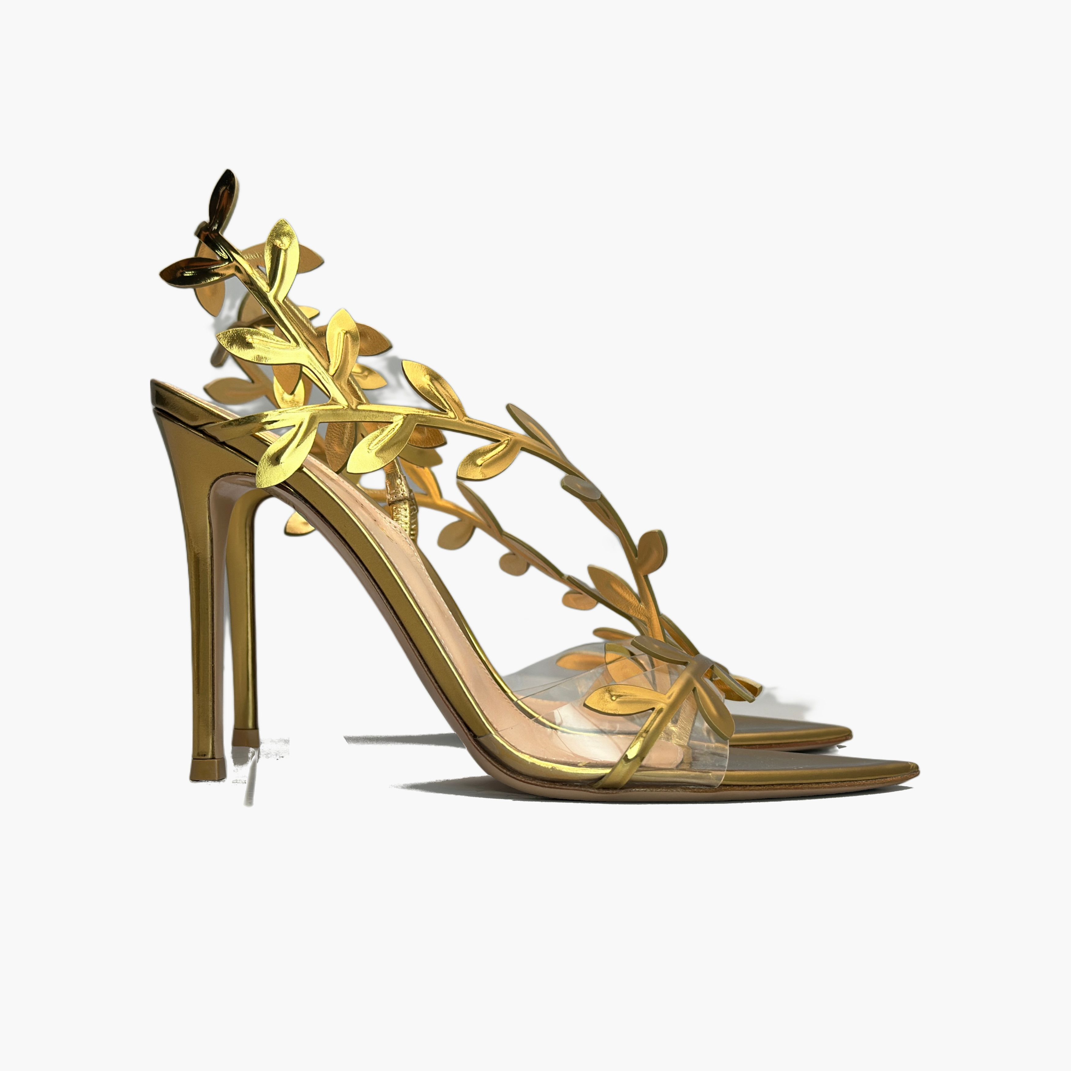 Gianvito Rossi Gianvito Rossi Gold Leaf Heels Size 37.5 Size US 7.5 / IT 37.5 - 4 Thumbnail