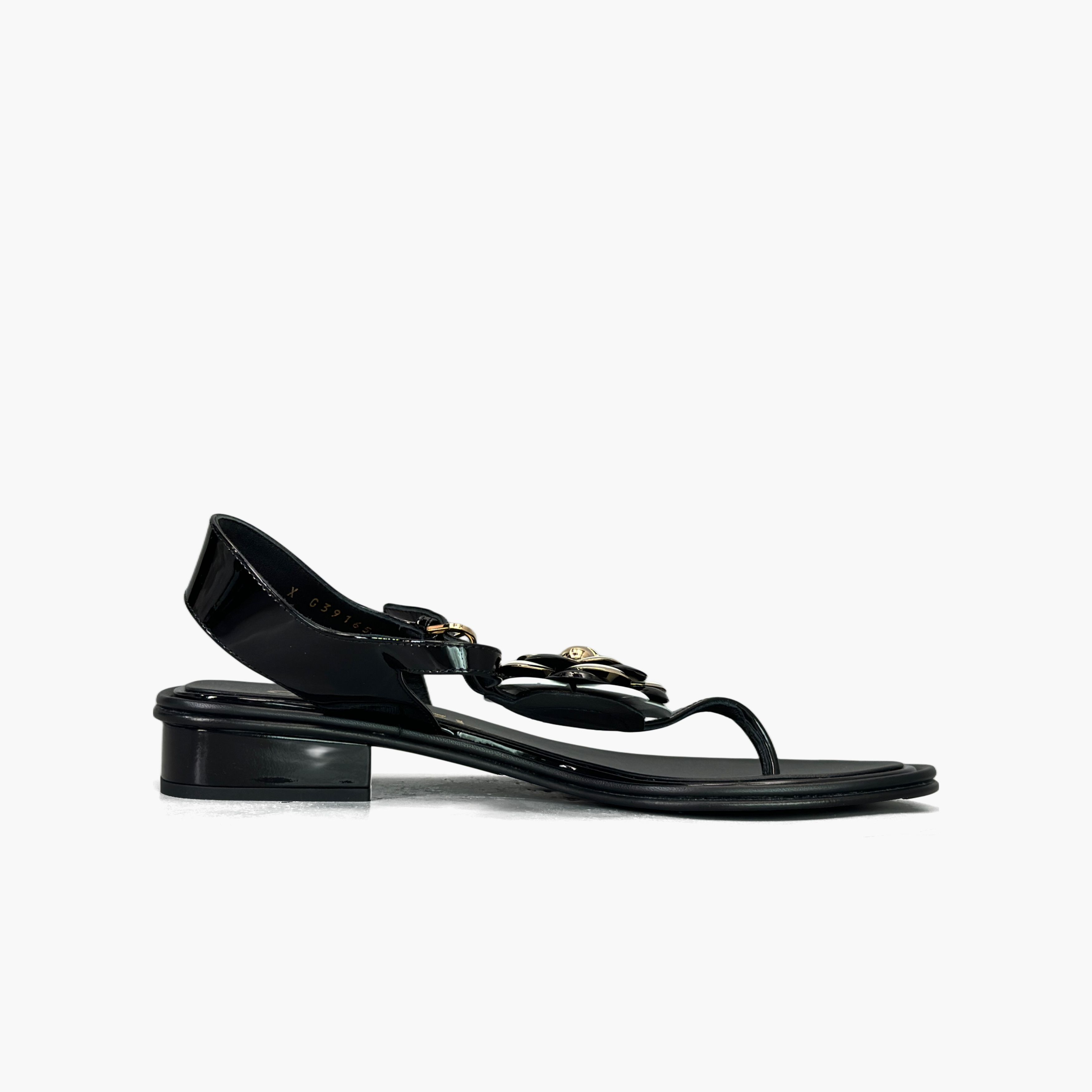 Chanel CHANEL Camellia Patent Leather Thong Sandals Size 37 Size US 7 / IT 37 - 2 Thumbnail