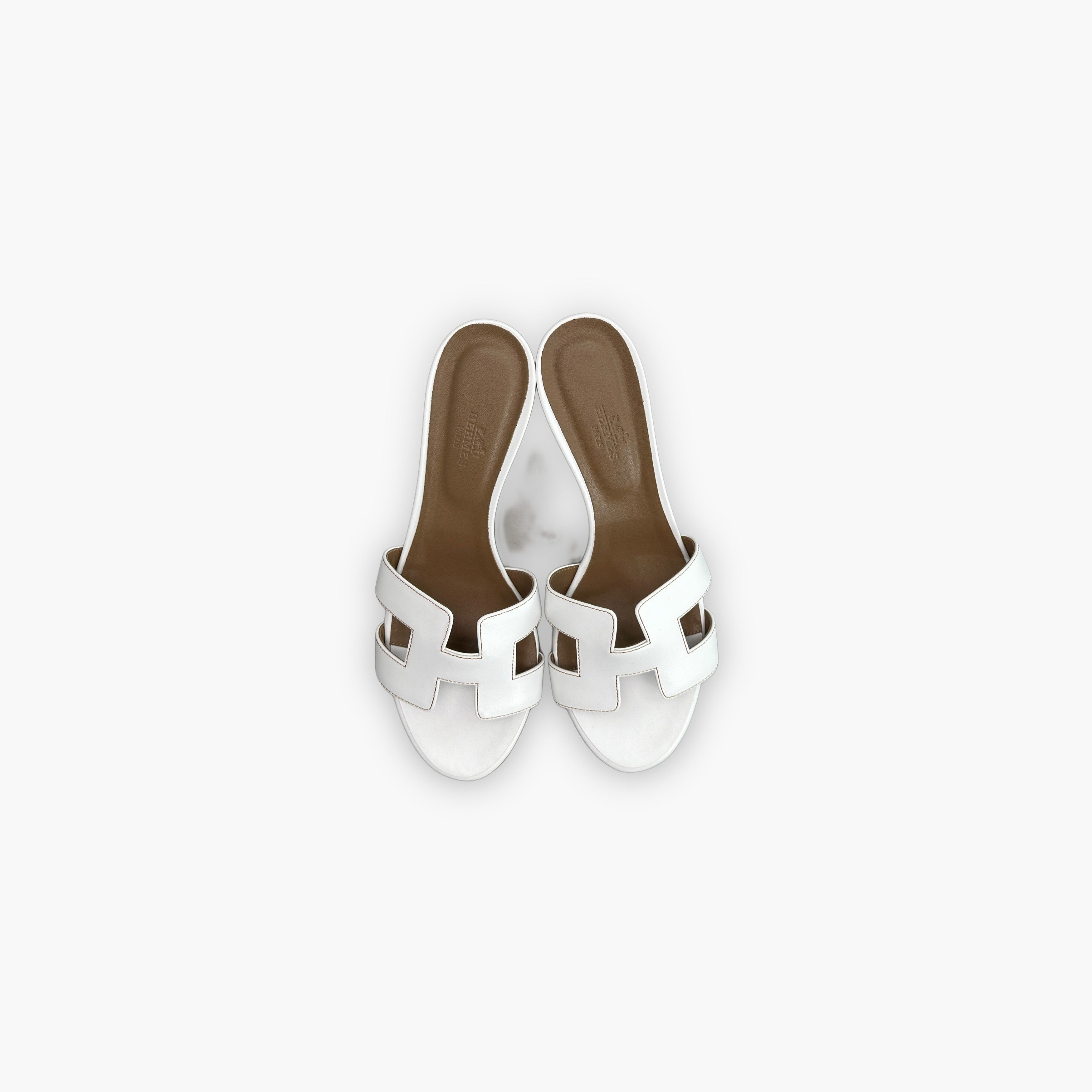 Hermes Hermès White Leather Oasis Sandals Size 38.5 Size US 8.5 / IT 38.5 - 9 Thumbnail