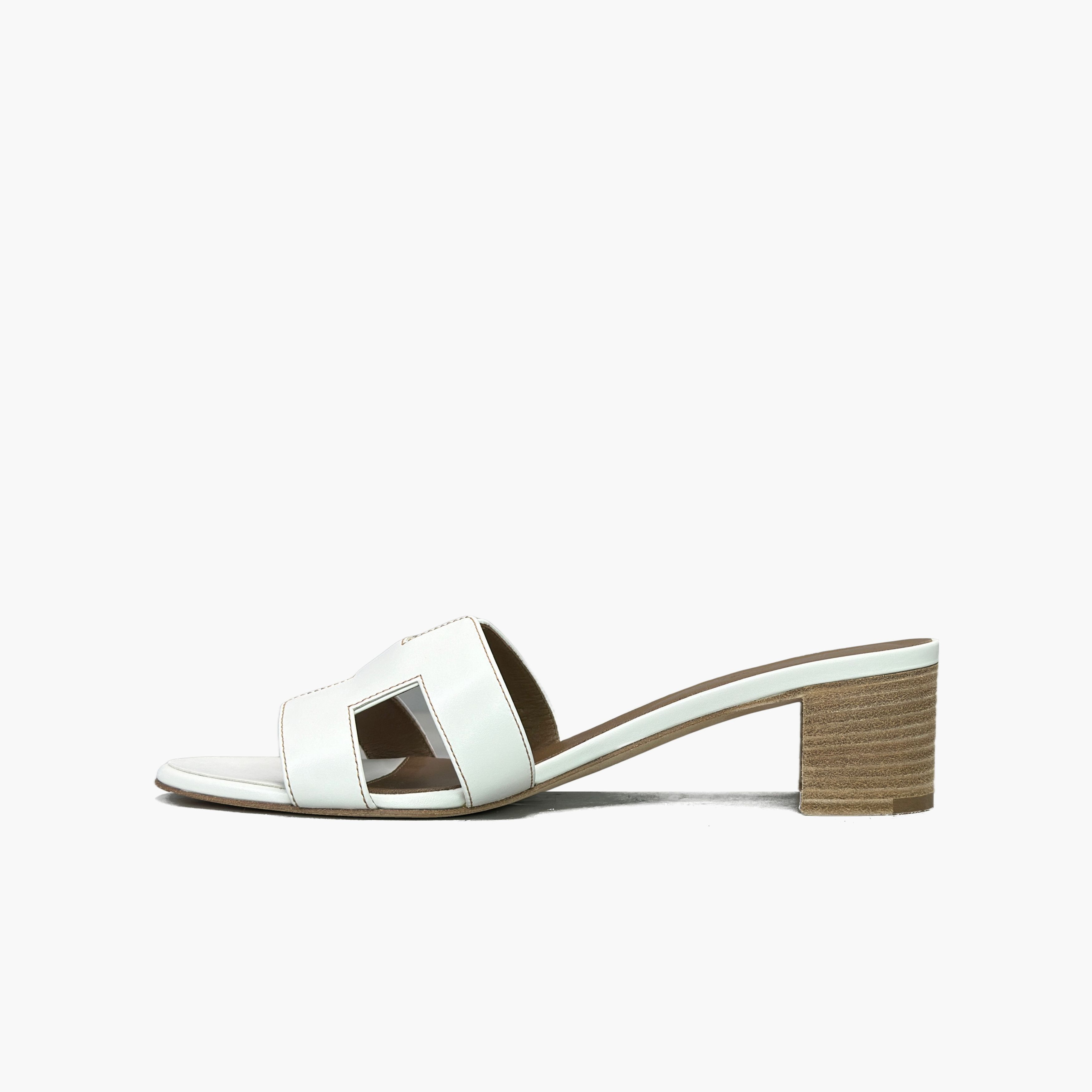 Hermes Hermès White Leather Oasis Sandals Size 38.5 Size US 8.5 / IT 38.5 - 3 Thumbnail