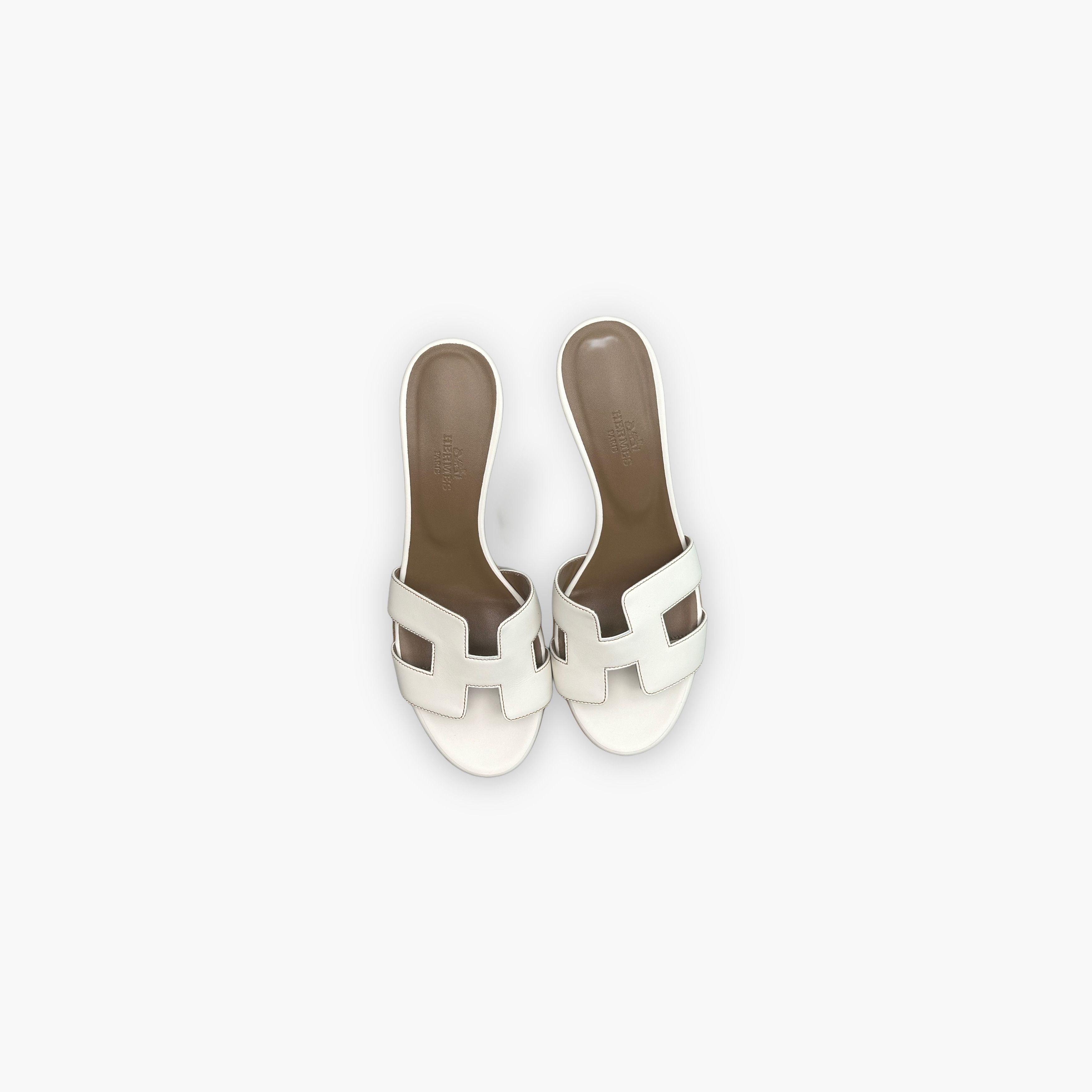 Hermes Hermes Oasis White Leather Sandals Size 37 Size US 7 / IT 37 - 9 Thumbnail