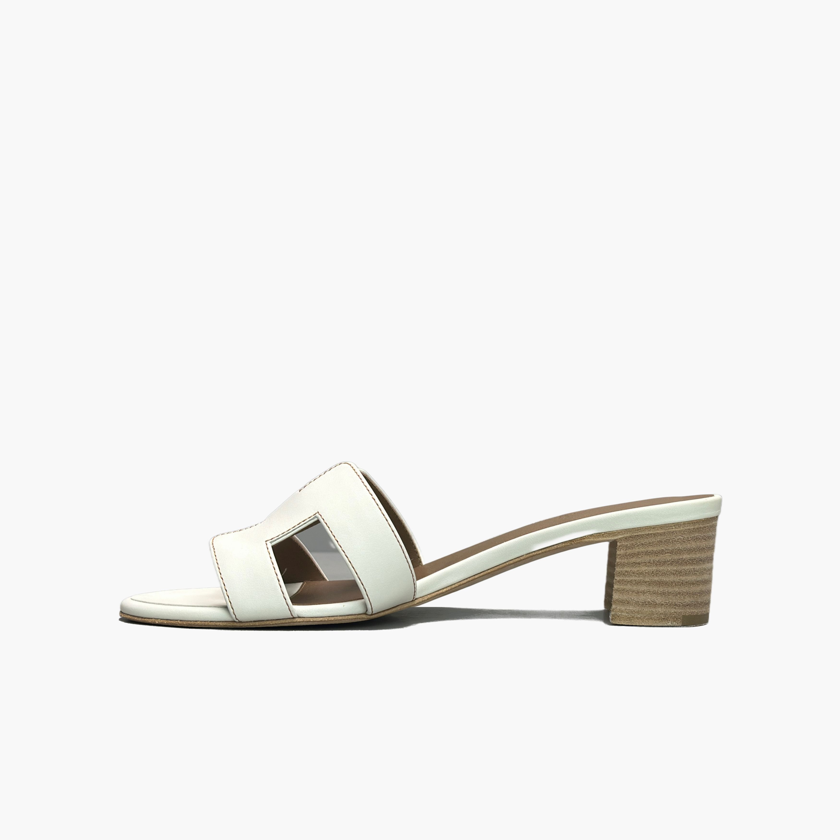 Hermes Hermès Oasis Block Heel Leather Sandals Size 37.5 Size US 7.5 / IT 37.5 - 3 Thumbnail