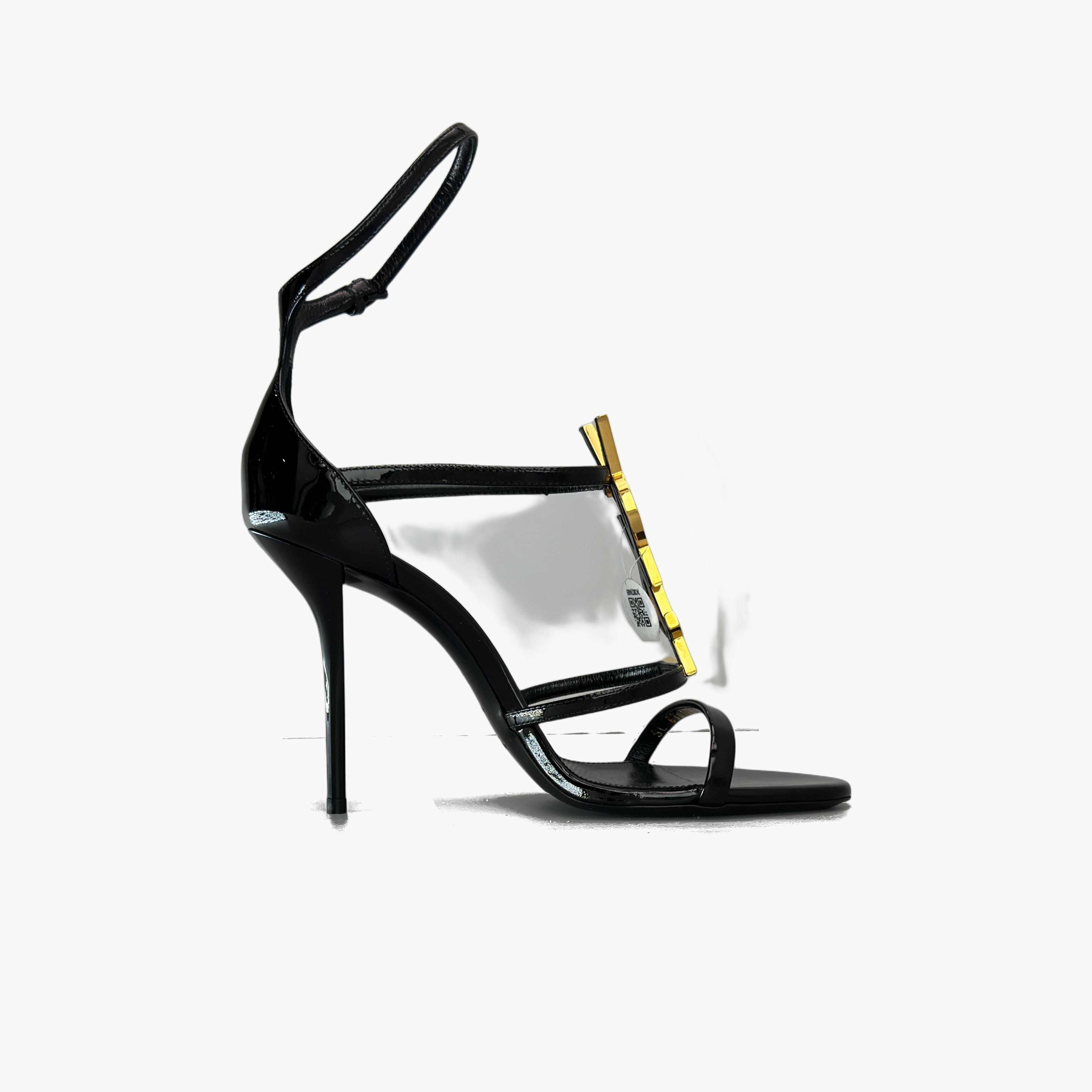 Saint Laurent Paris Saint Laurent Cassandra Gold Logo Patent Sandals Size 37.5 Size US 7.5 / IT 37.5 - 2 Thumbnail