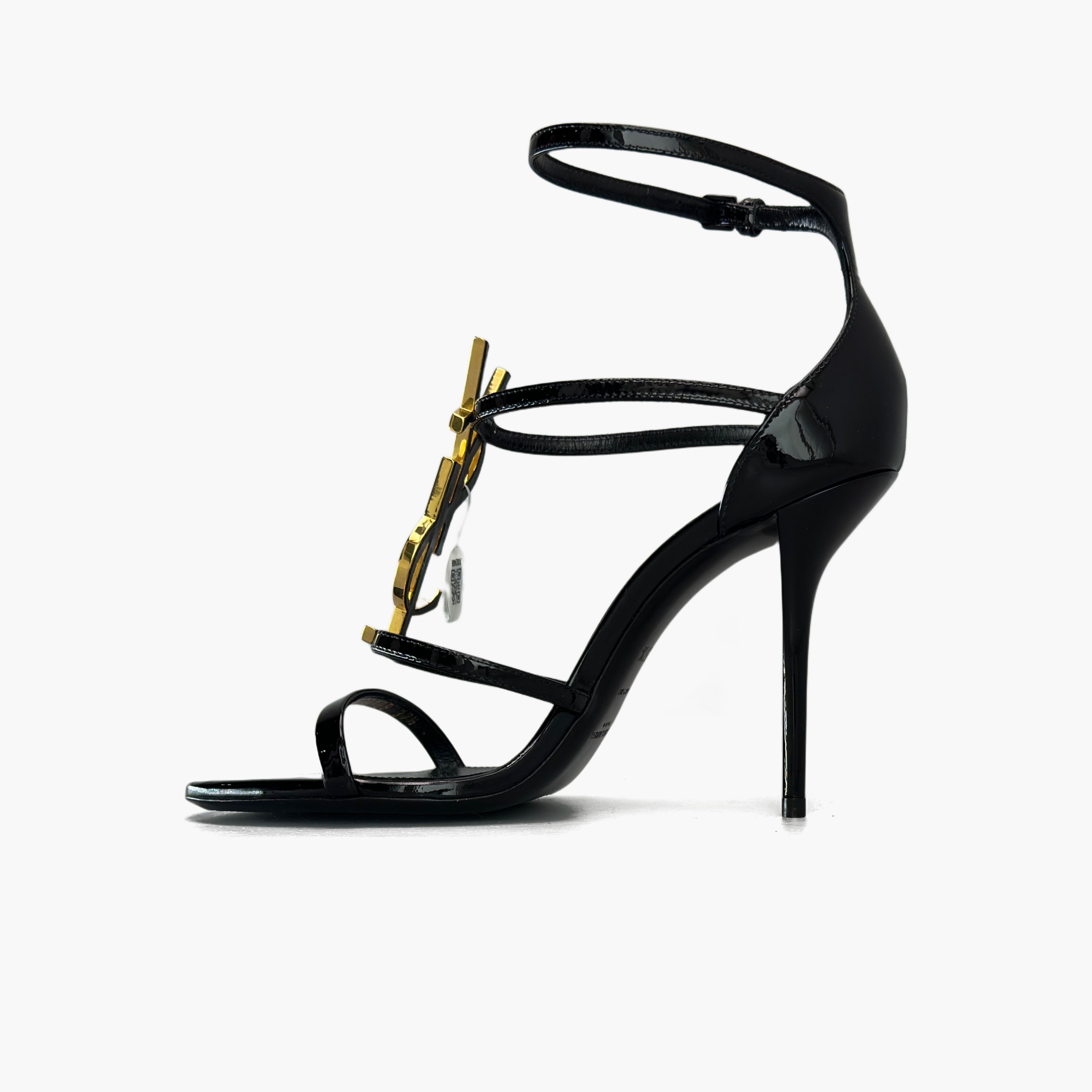 Saint Laurent Paris Saint Laurent Cassandra Gold Logo Patent Sandals Size 37.5 Size US 7.5 / IT 37.5 - 3 Thumbnail