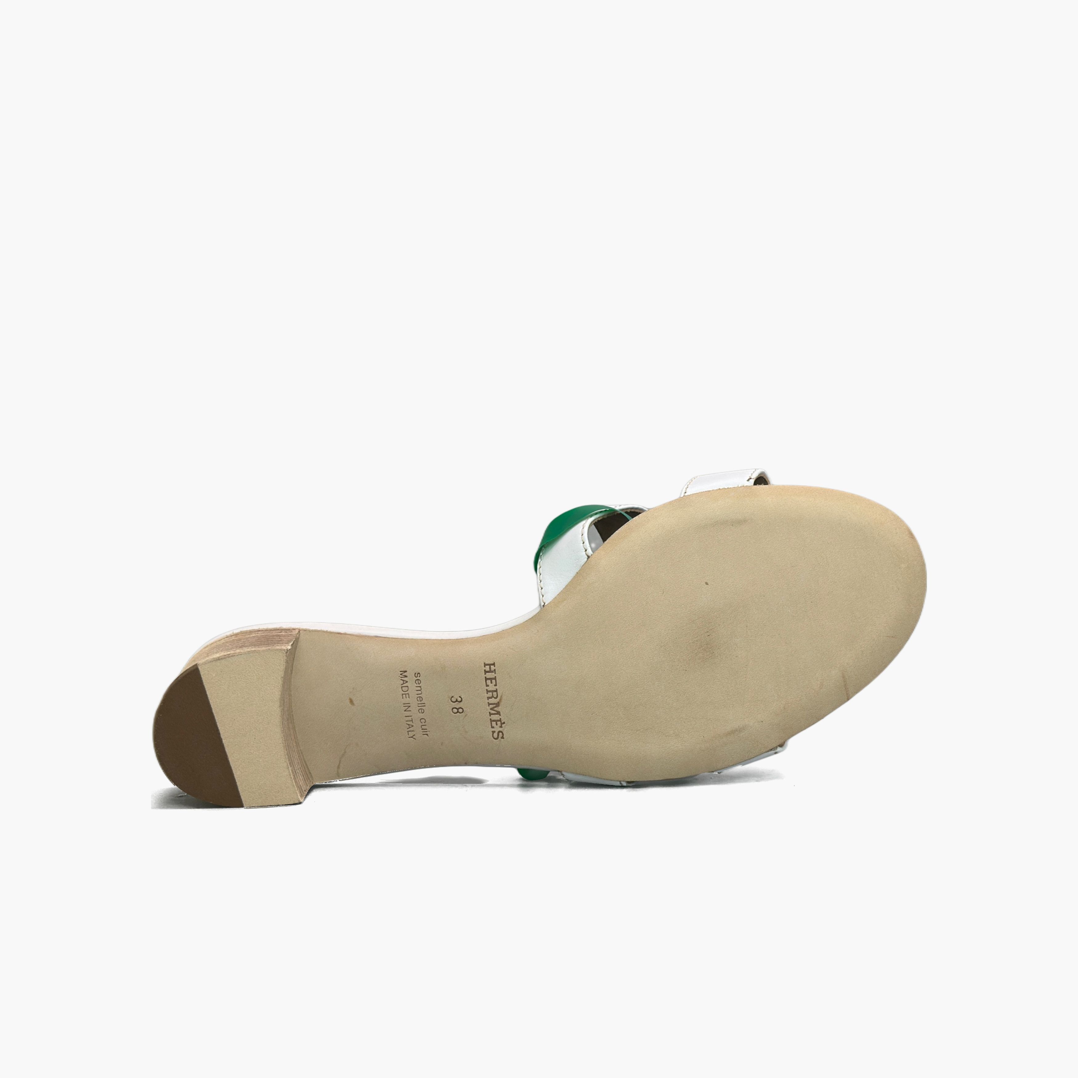 Hermes Hermès White Leather Oasis Sandals Size 38 Size US 7 / IT 37 - 7 Thumbnail