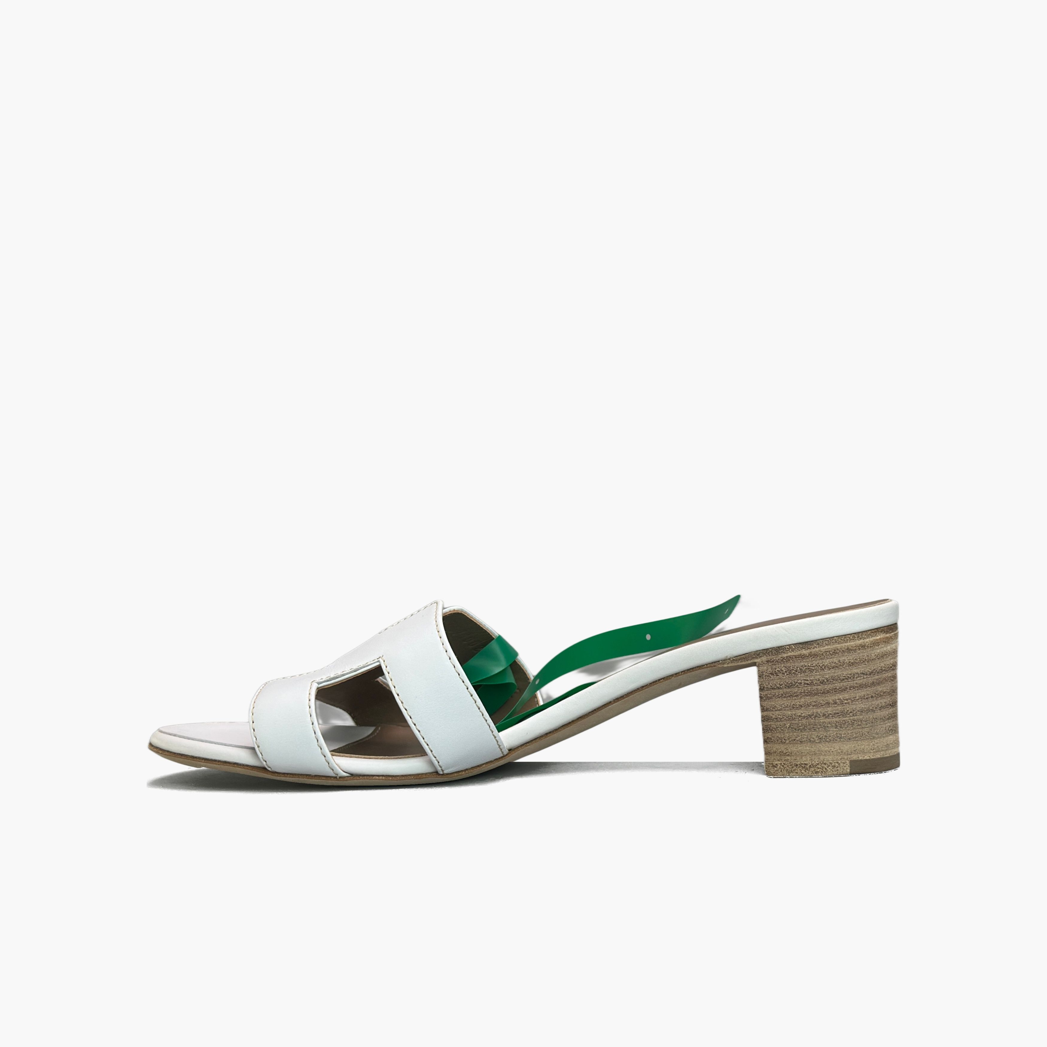 Hermes Hermès White Leather Oasis Sandals Size 38 Size US 7 / IT 37 - 3 Thumbnail