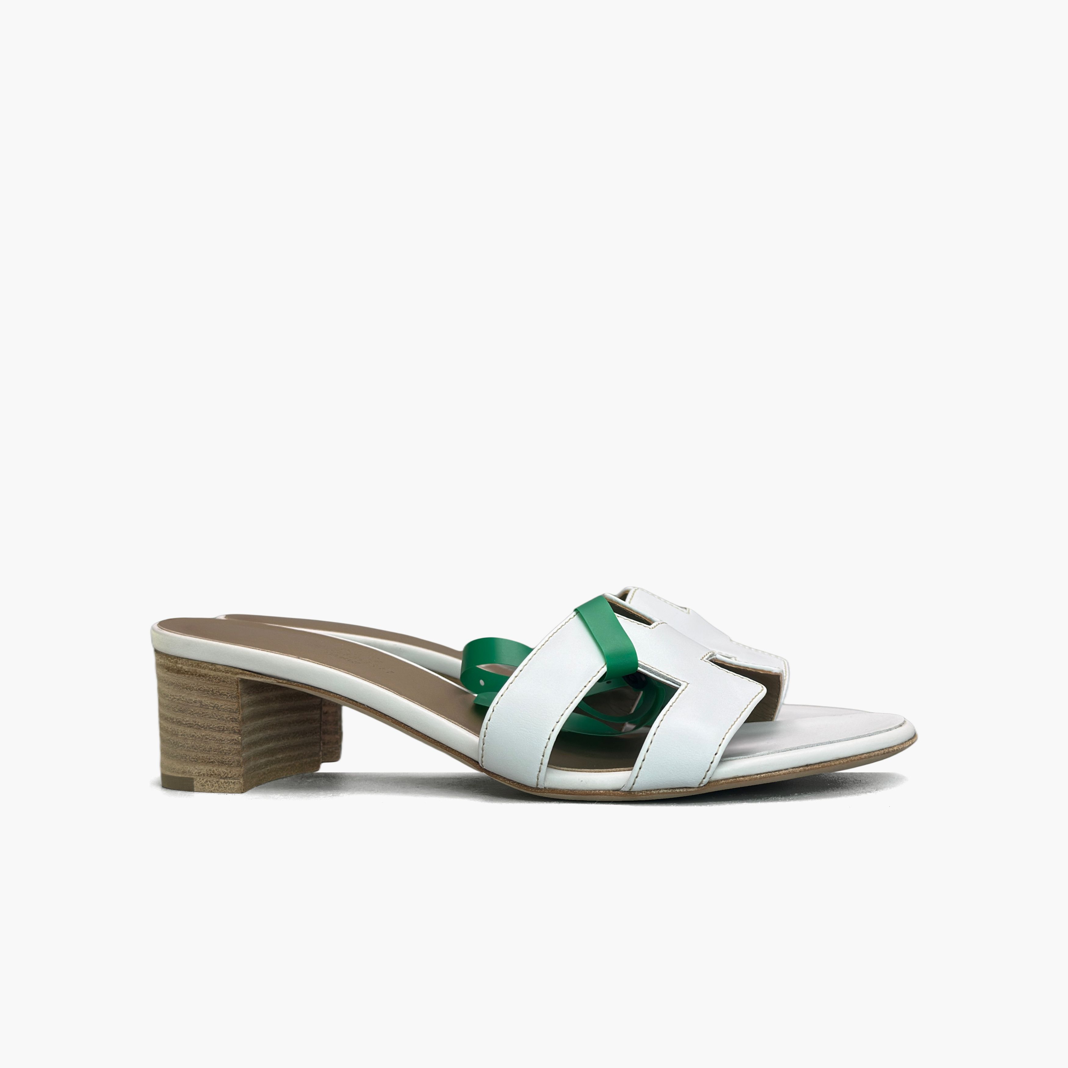Hermes Hermès White Leather Oasis Sandals Size 38 Size US 7 / IT 37 - 4 Thumbnail