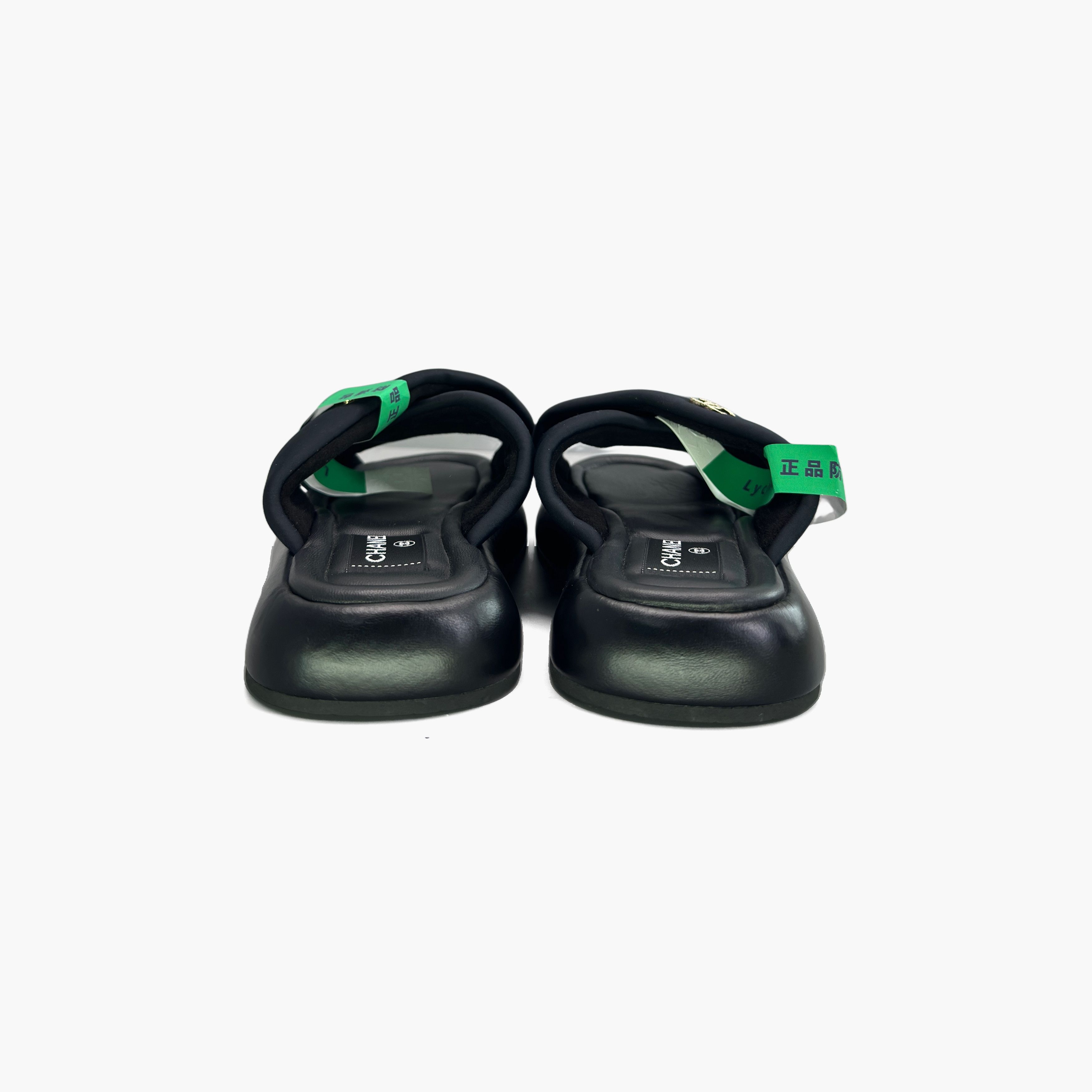 Chanel Chanel Black Fabric CC Logo Sandals Size 38 Size US 8 / IT 38 - 6 Thumbnail