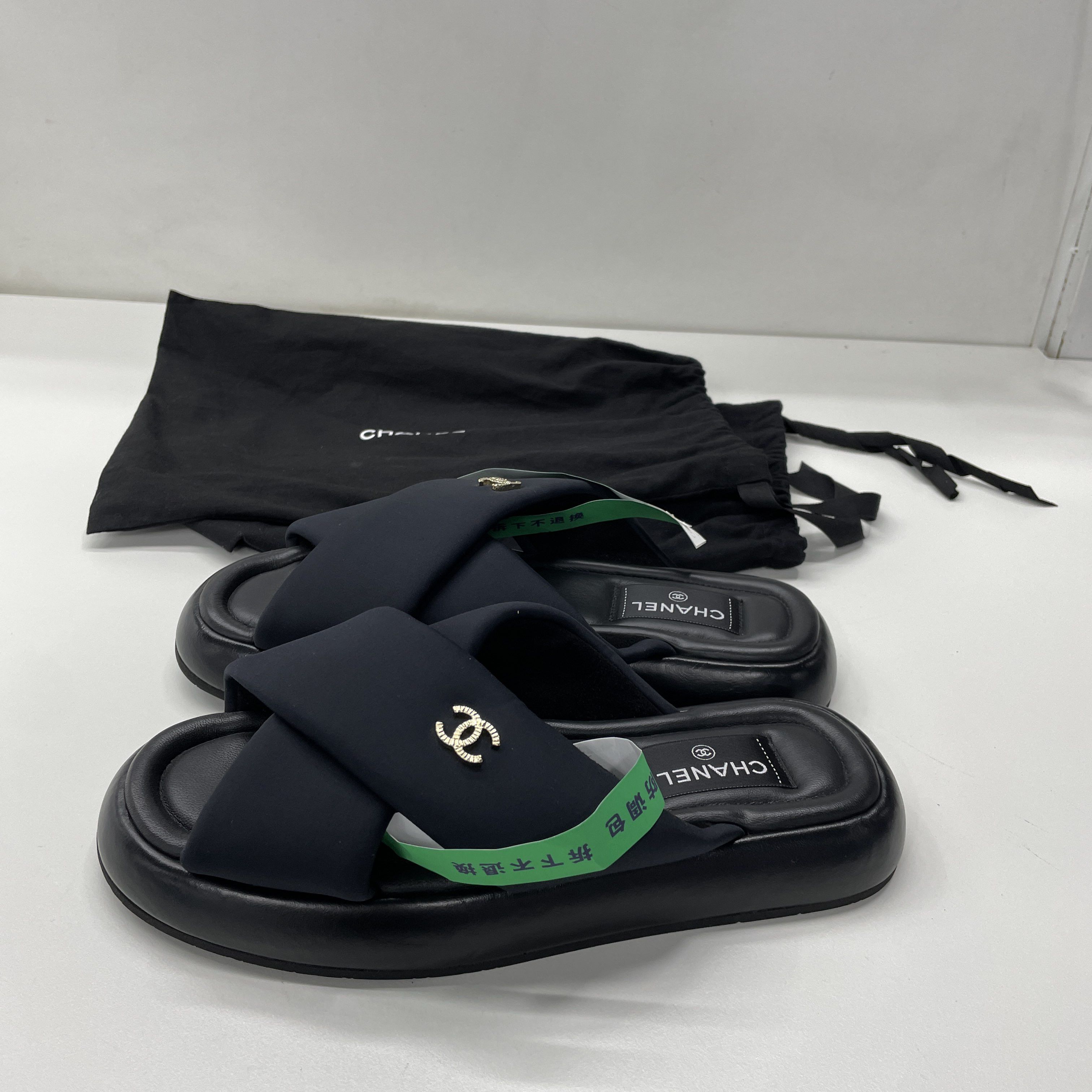 Chanel Chanel Black Fabric CC Logo Sandals Size 38 Size US 8 / IT 38 - 11 Thumbnail