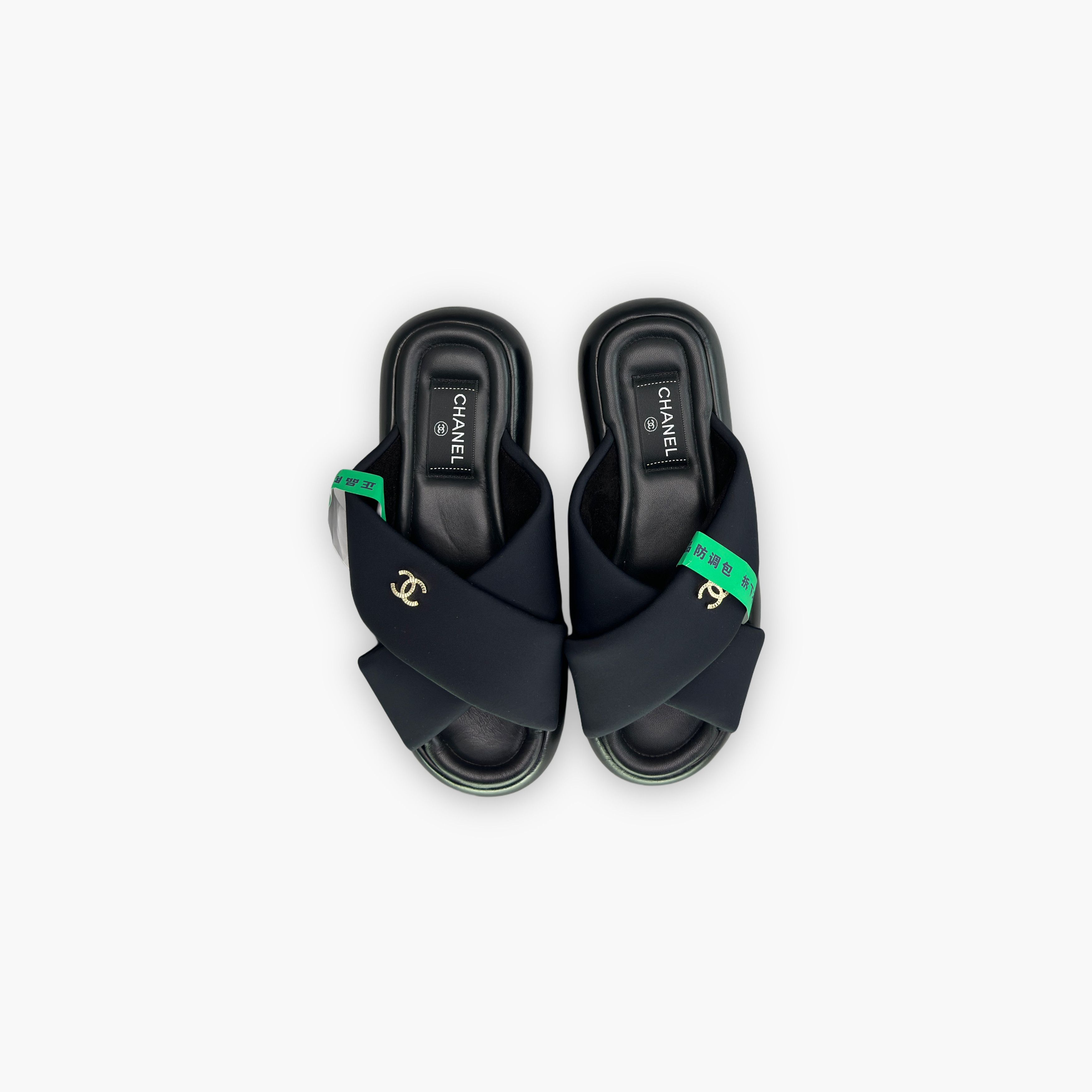 Chanel Chanel Black Fabric CC Logo Sandals Size 38 Size US 8 / IT 38 - 9 Thumbnail