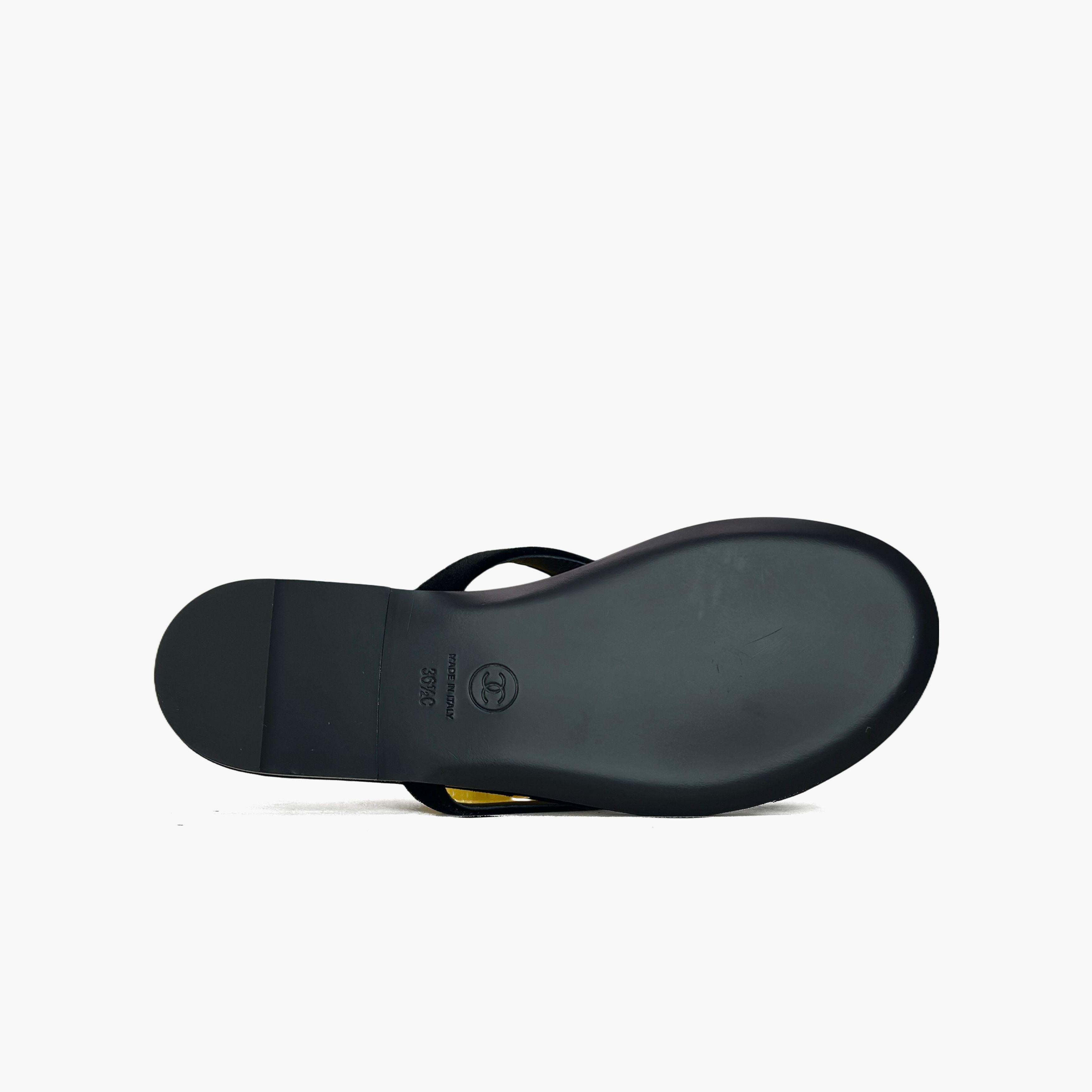 Chanel Chanel Black Suede Logo Flip Flop Sandals Size 36.5 Size US 6.5 / IT 36.5 - 7 Thumbnail