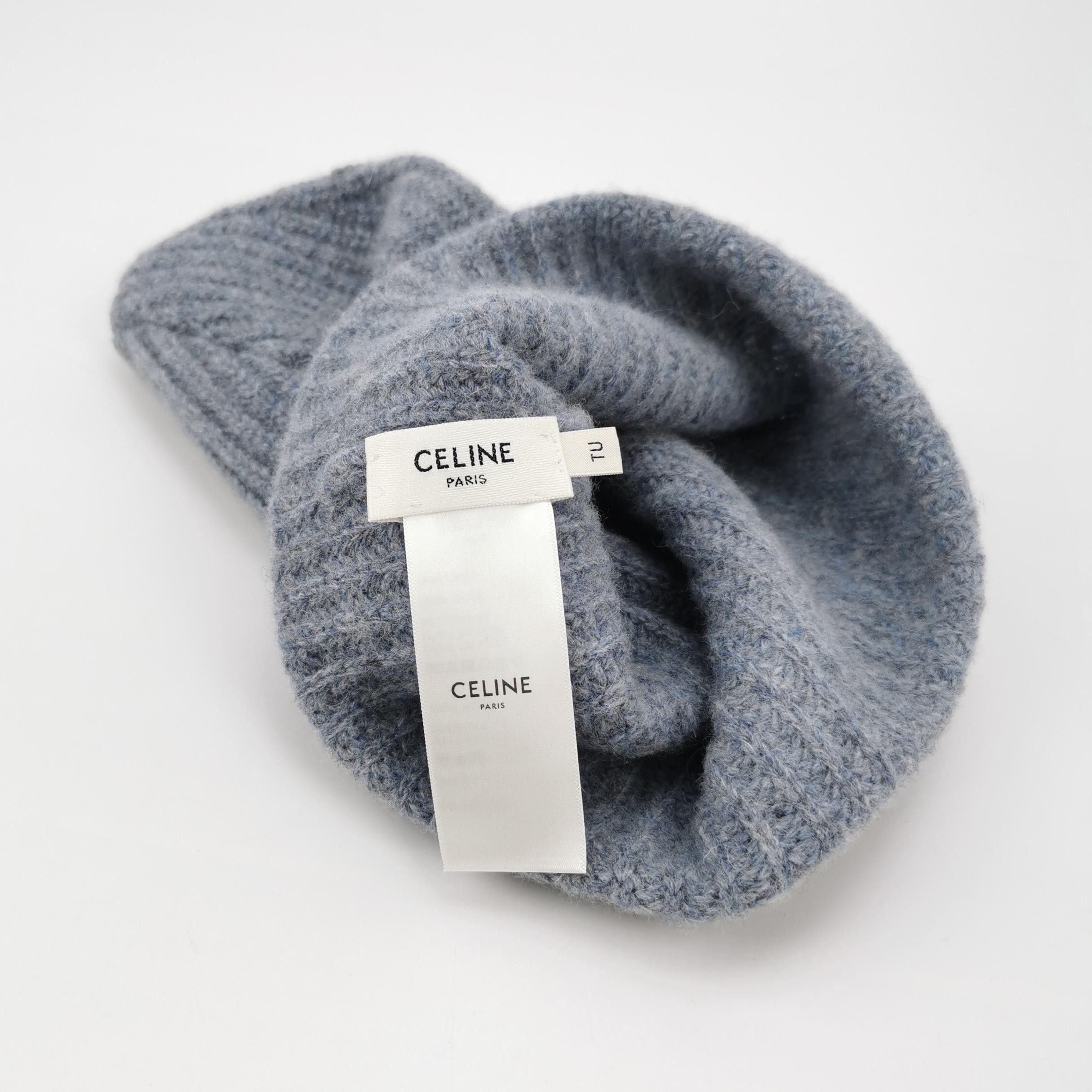 Celine Celine Wool Logo Ribbed Beanie One Size Size ONE SIZE - 4 Thumbnail