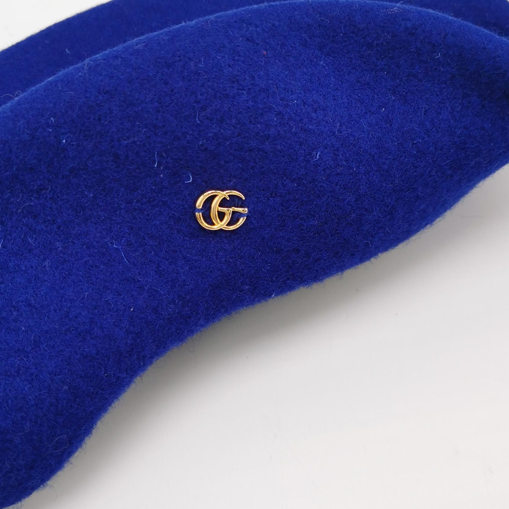 Gucci Gucci Blue Wool Beret With GG Logo Size ONE SIZE - 4 Thumbnail