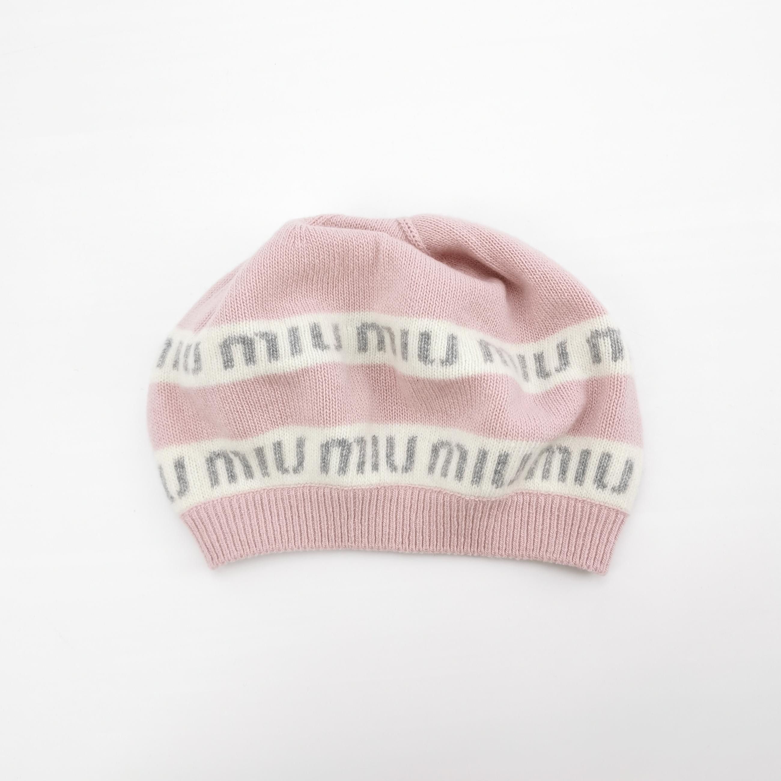 Miu Miu Miu Miu Logo Knit Hat Size S Size ONE SIZE - 3 Thumbnail