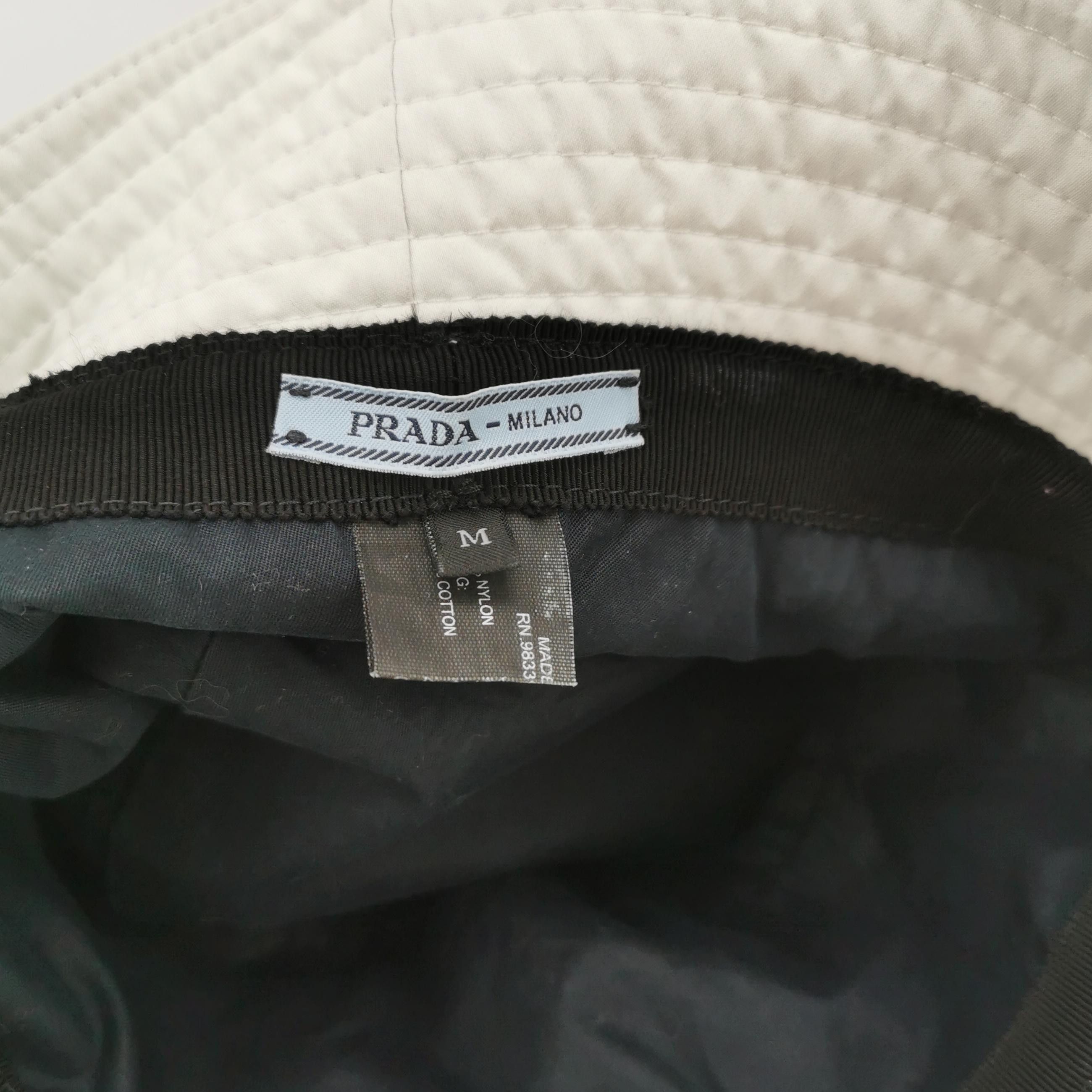 Prada Prada White Nylon Logo Bucket Hat Size M Size ONE SIZE - 4 Thumbnail