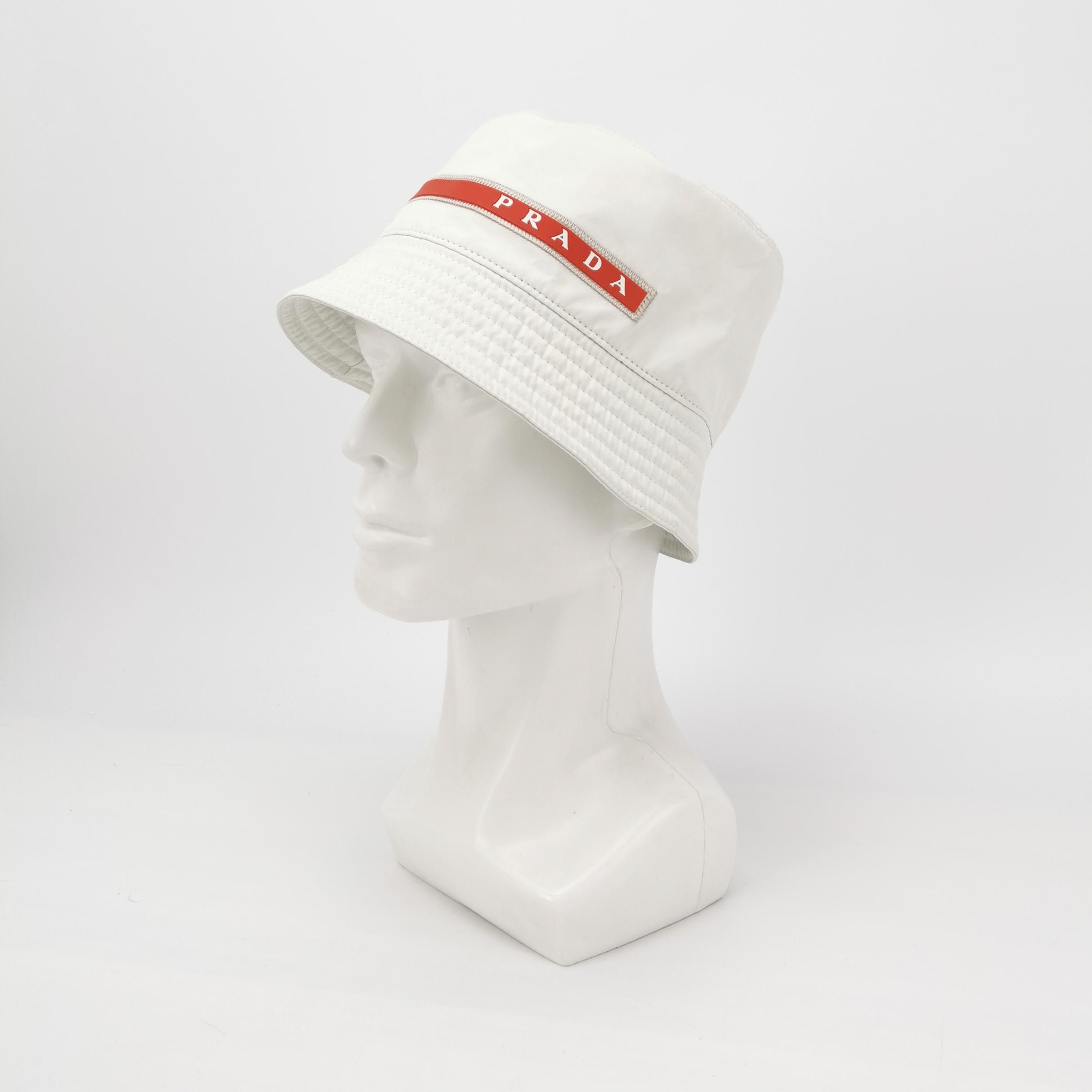 Prada Prada White Nylon Logo Bucket Hat Size M Size ONE SIZE - 2 Thumbnail