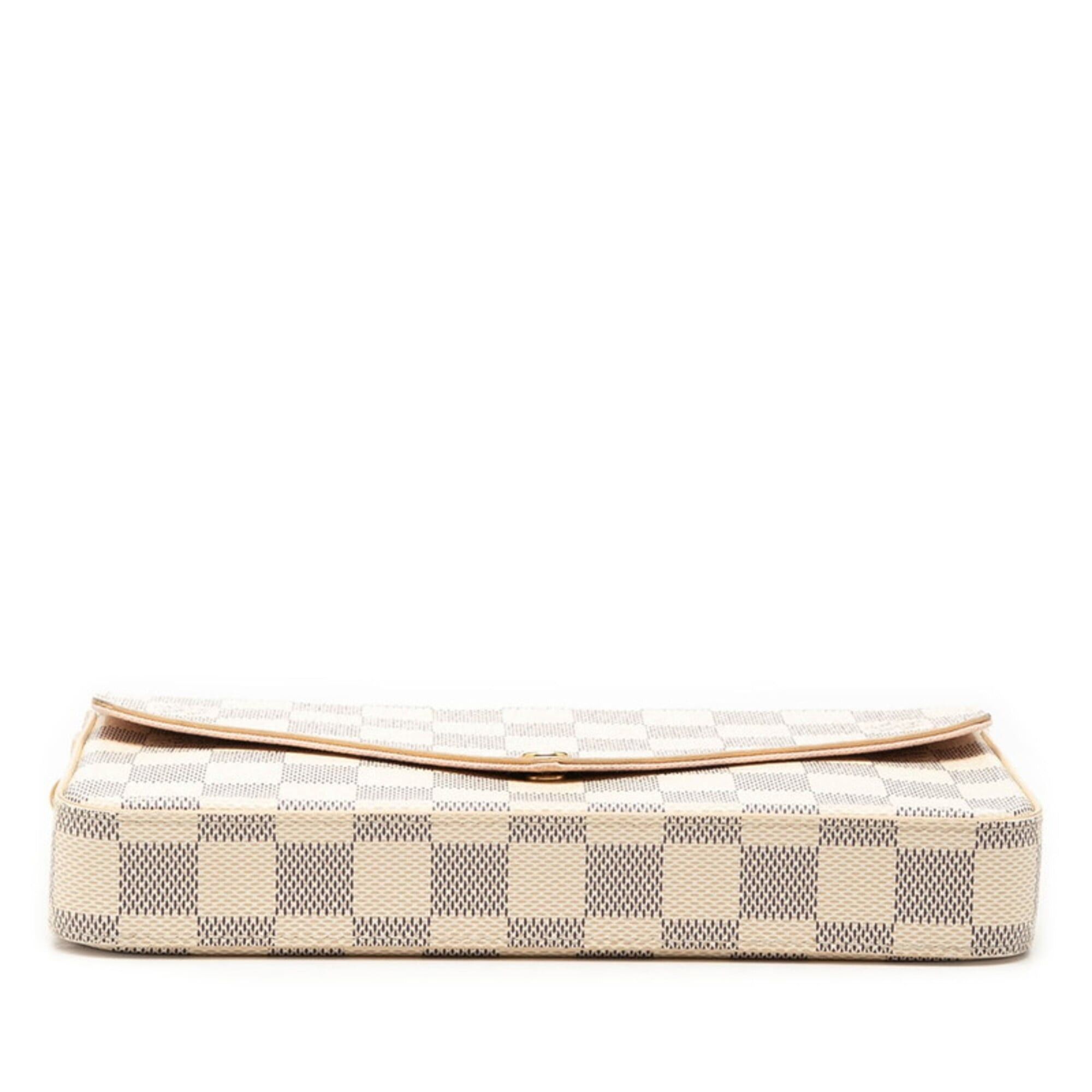 Louis Vuitton Louis Vuitton Damier Azur Pochette Felicie Chain Wallet Shoulder Bag N40491 White Leather Women's LOUIS VUITTON Size ONE SIZE - 3 Thumbnail