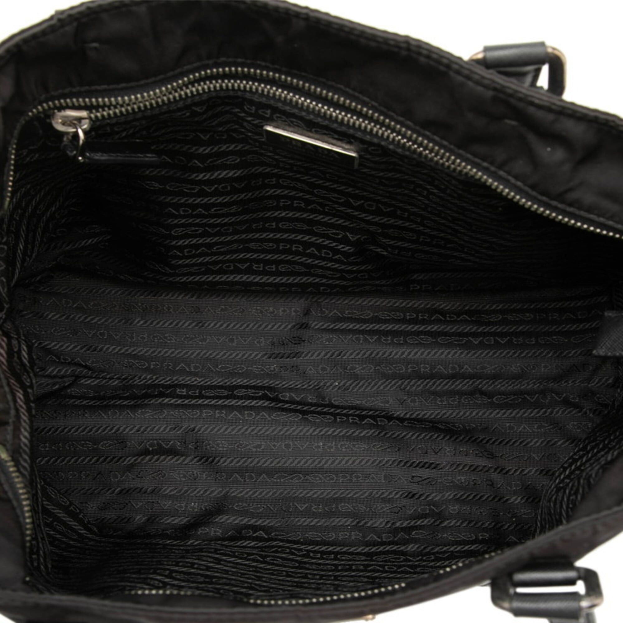 Prada Prada Triangle Logo Plate Tote Bag BR2311 Black Nylon Leather Women's PRADA Size ONE SIZE - 4 Thumbnail