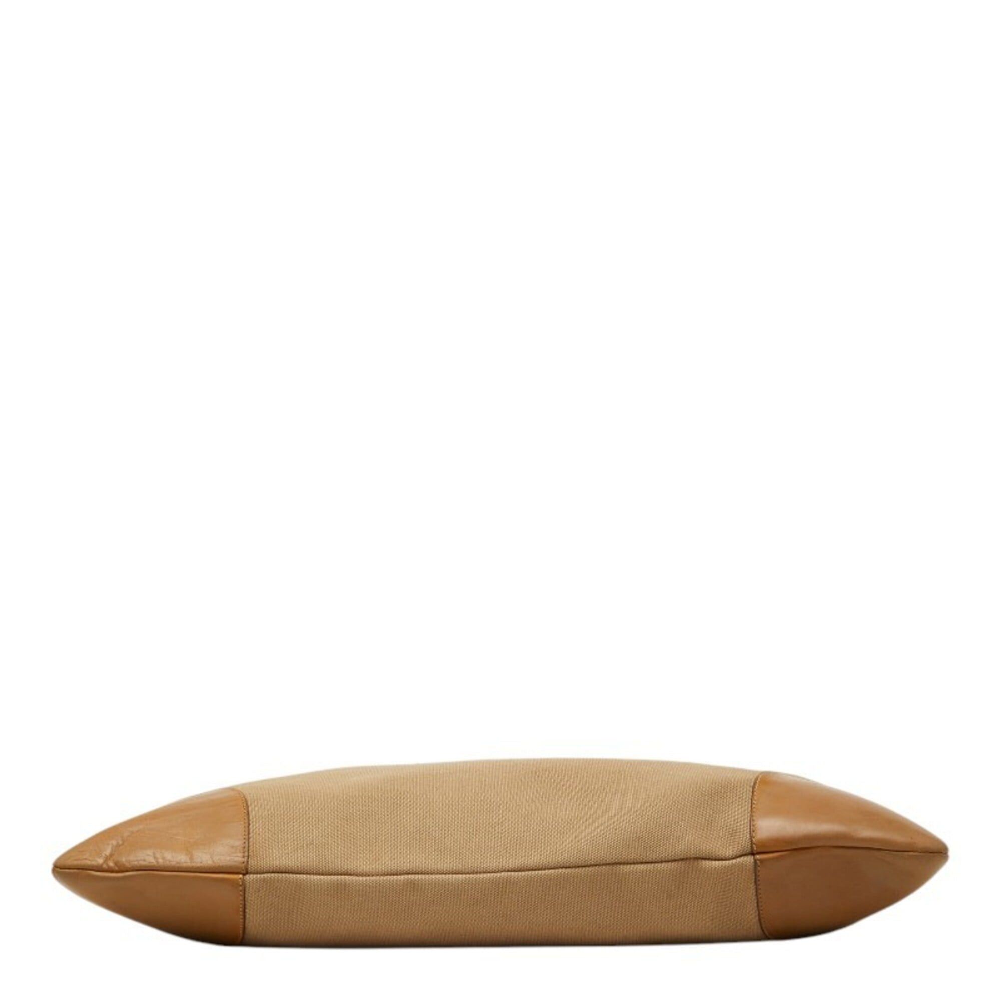 Prada Prada Triangle Logo Plate One-Shoulder Bag, Beige Canvas Leather, Women's PRADA Size ONE SIZE - 3 Thumbnail