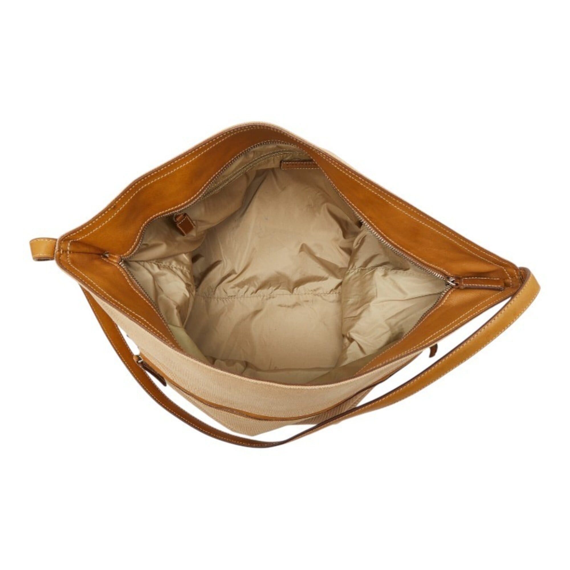 Prada Prada Triangle Logo Plate One-Shoulder Bag, Beige Canvas Leather, Women's PRADA Size ONE SIZE - 7 Thumbnail
