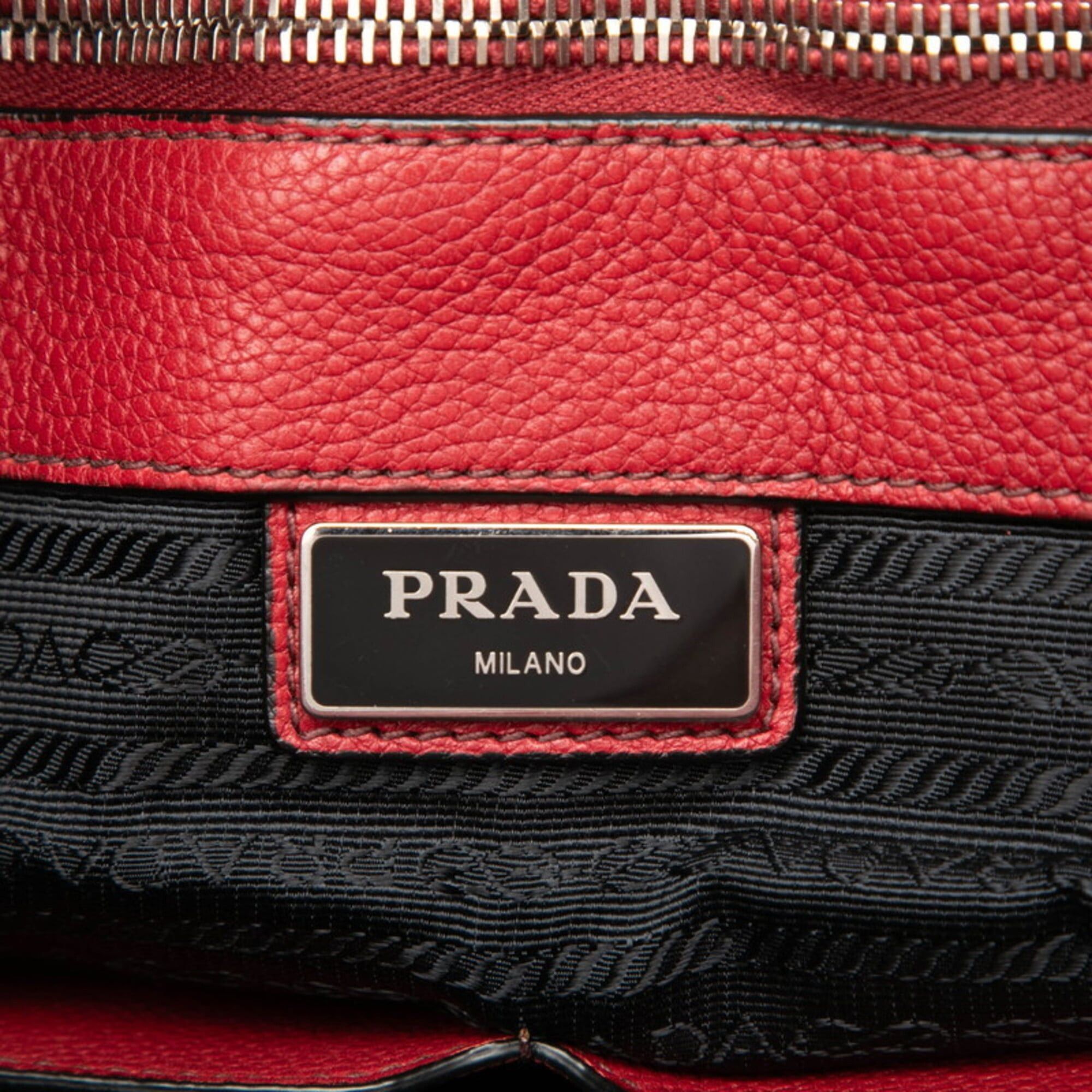 Prada Prada tote bag, red leather, women's. Size ONE SIZE - 5 Thumbnail