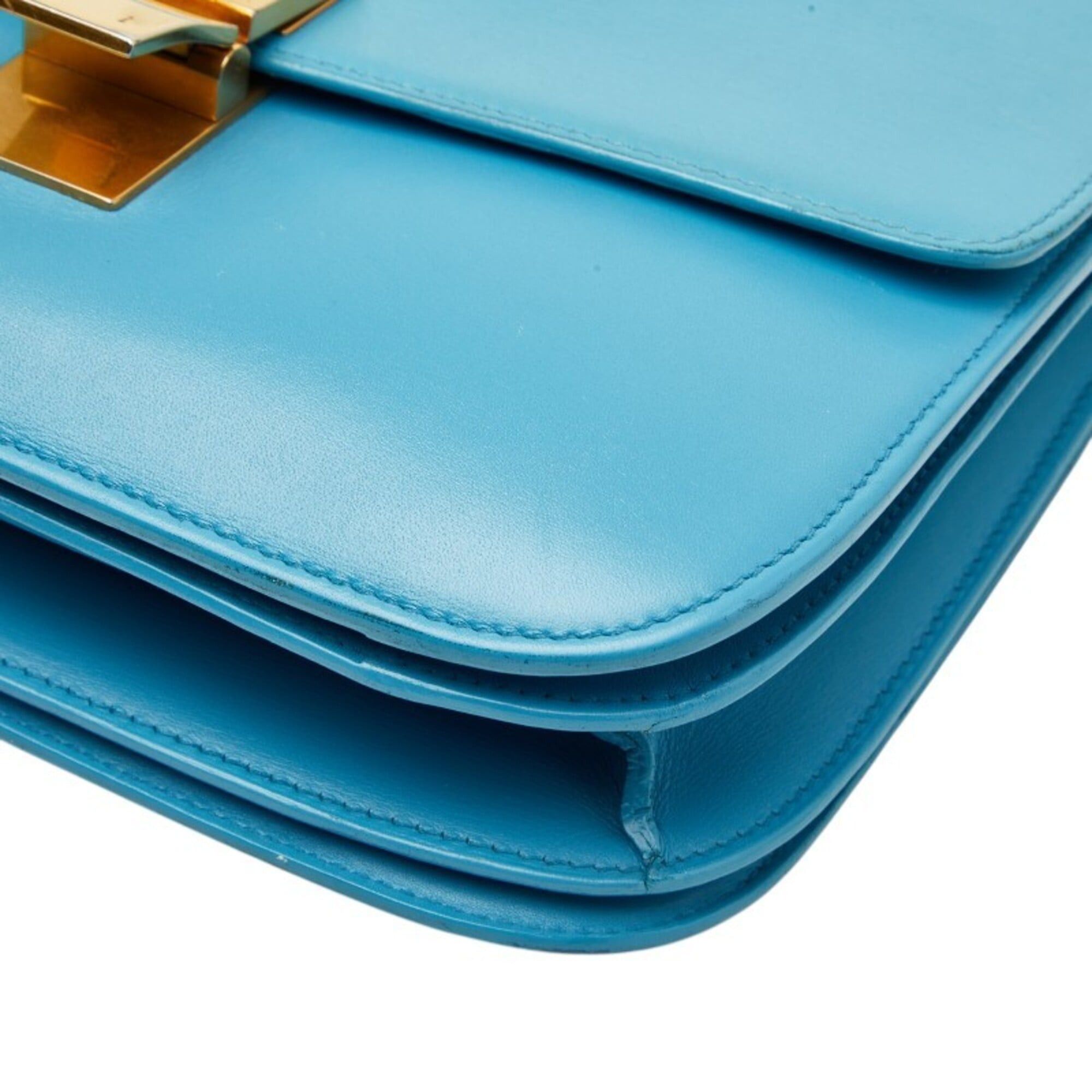 Celine Celine Classic Box Medium Shoulder Bag, Light Blue Leather, Women's CELINE Size ONE SIZE - 4 Thumbnail