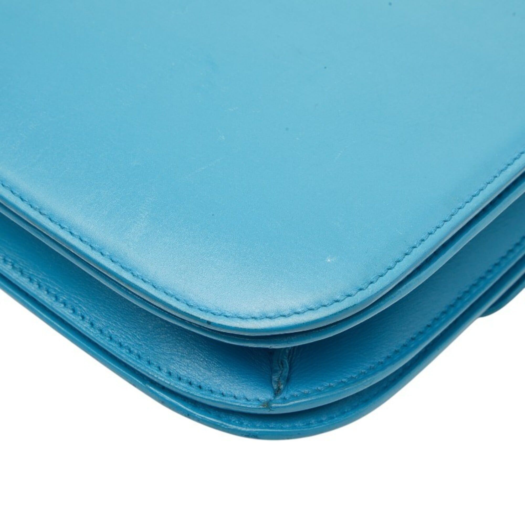 Celine Celine Classic Box Medium Shoulder Bag, Light Blue Leather, Women's CELINE Size ONE SIZE - 6 Thumbnail