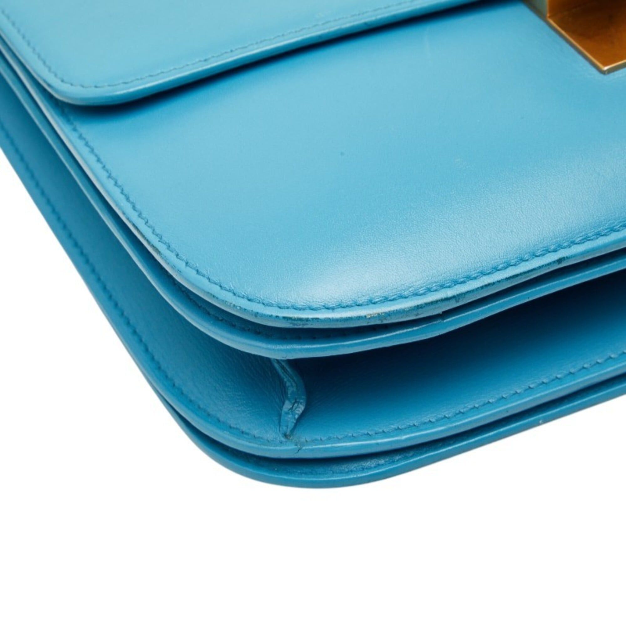 Celine Celine Classic Box Medium Shoulder Bag, Light Blue Leather, Women's CELINE Size ONE SIZE - 5 Thumbnail