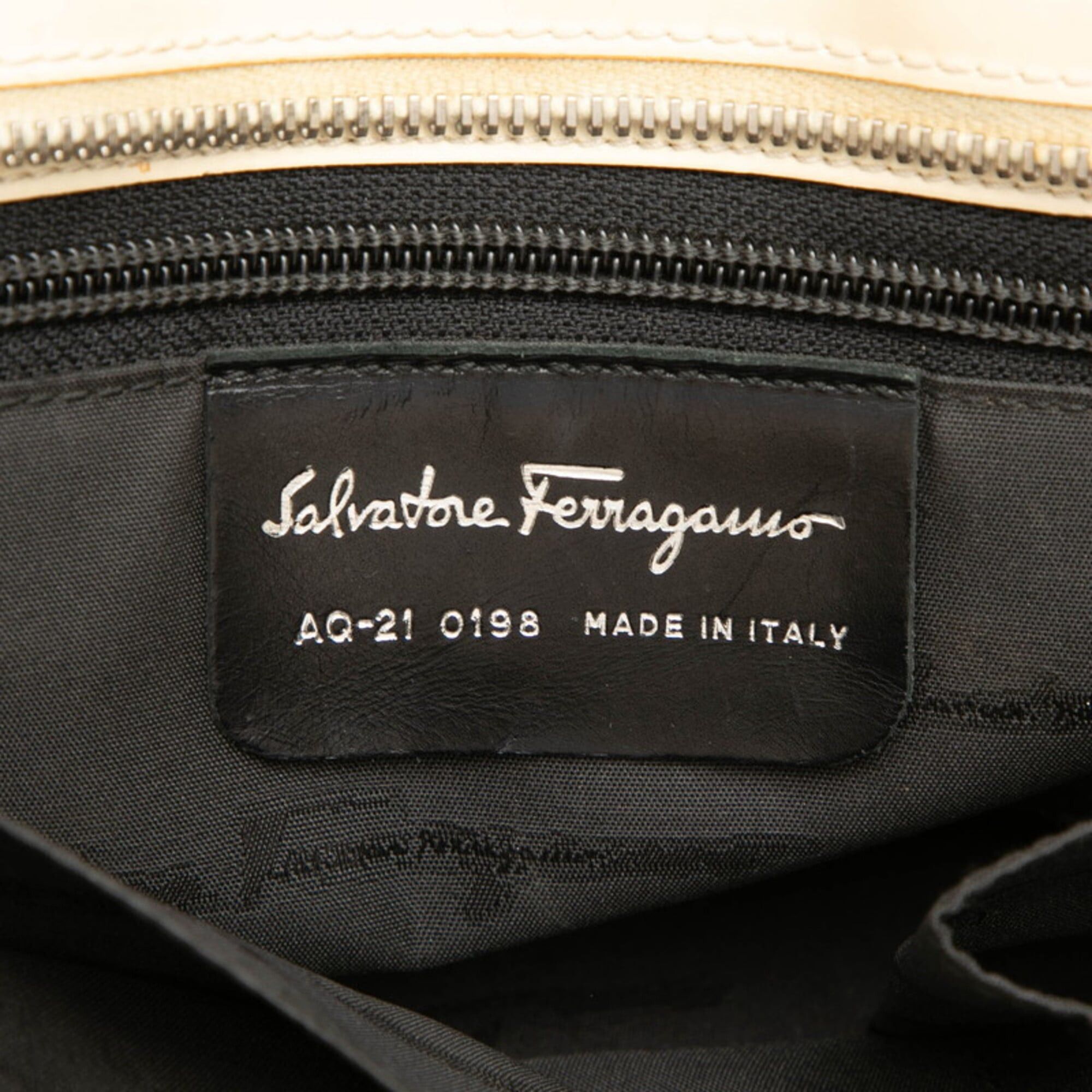 Salvatore Ferragamo Salvatore Ferragamo Gancini Handbag AQ-21 0198 Beige Cream Canvas Leather Women's Size ONE SIZE - 5 Thumbnail
