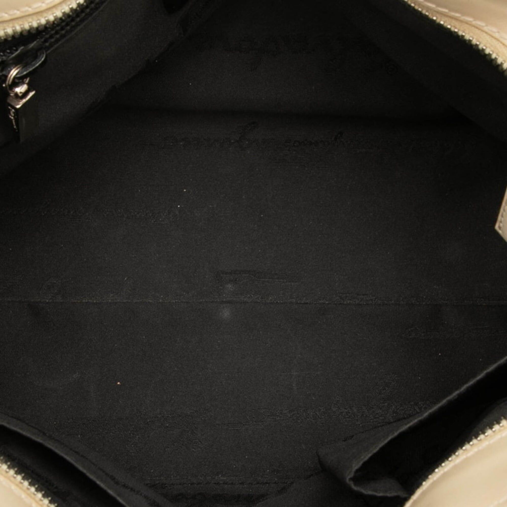 Salvatore Ferragamo Salvatore Ferragamo Gancini Handbag AQ-21 0198 Beige Cream Canvas Leather Women's Size ONE SIZE - 4 Thumbnail