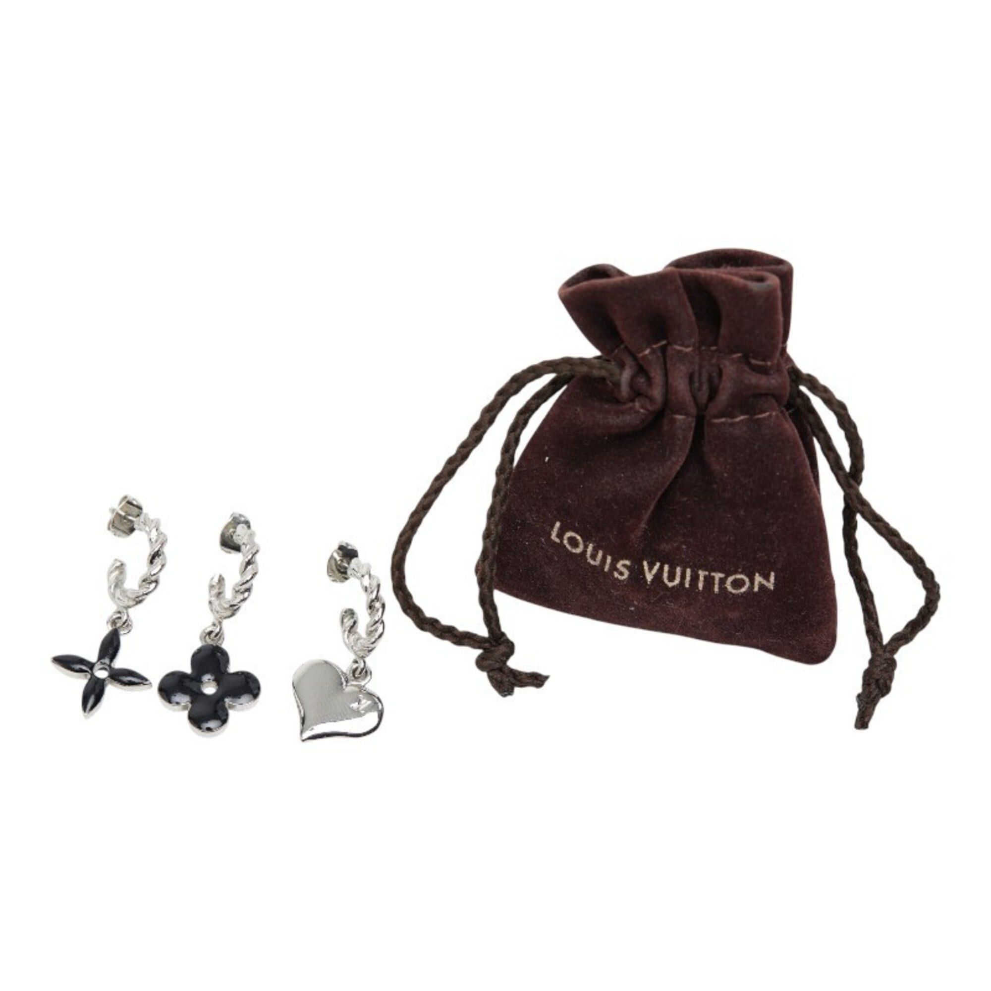 Louis Vuitton Louis Vuitton Boucles d'Oreilles Sweet Monogram Earrings 3-Piece Set M65677 Silver Black Metal Women's LOUIS VUITTON Size ONE SIZE - 5 Thumbnail