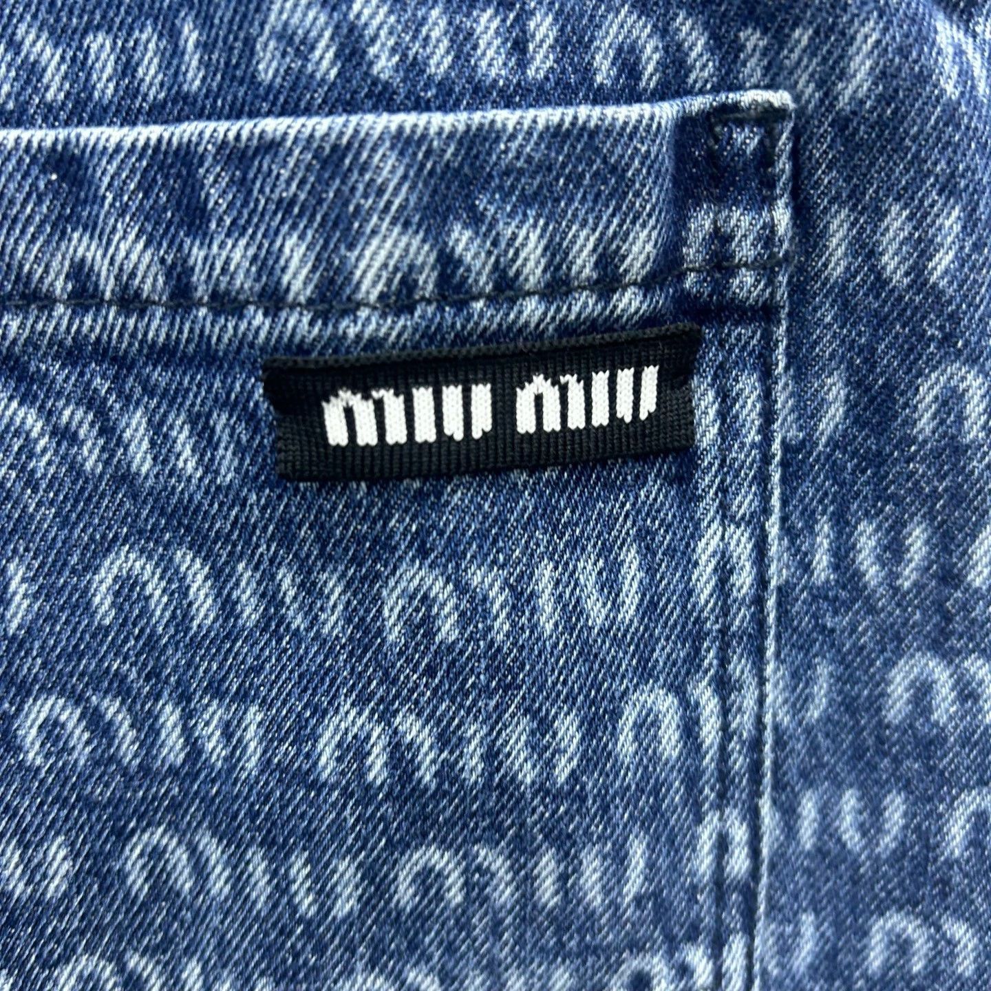 Miu Miu Miu Miu Logo Print Denim Mini Dress Size 36 Size XS / US 0-2 / IT 36-38 - 3 Thumbnail