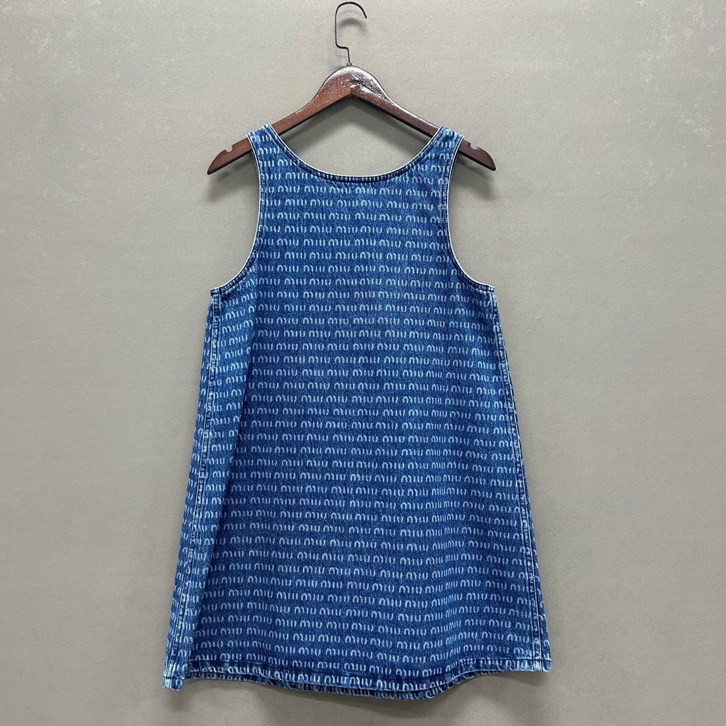 Miu Miu Miu Miu Logo Print Denim Mini Dress Size 36 Size XS / US 0-2 / IT 36-38 - 6 Thumbnail