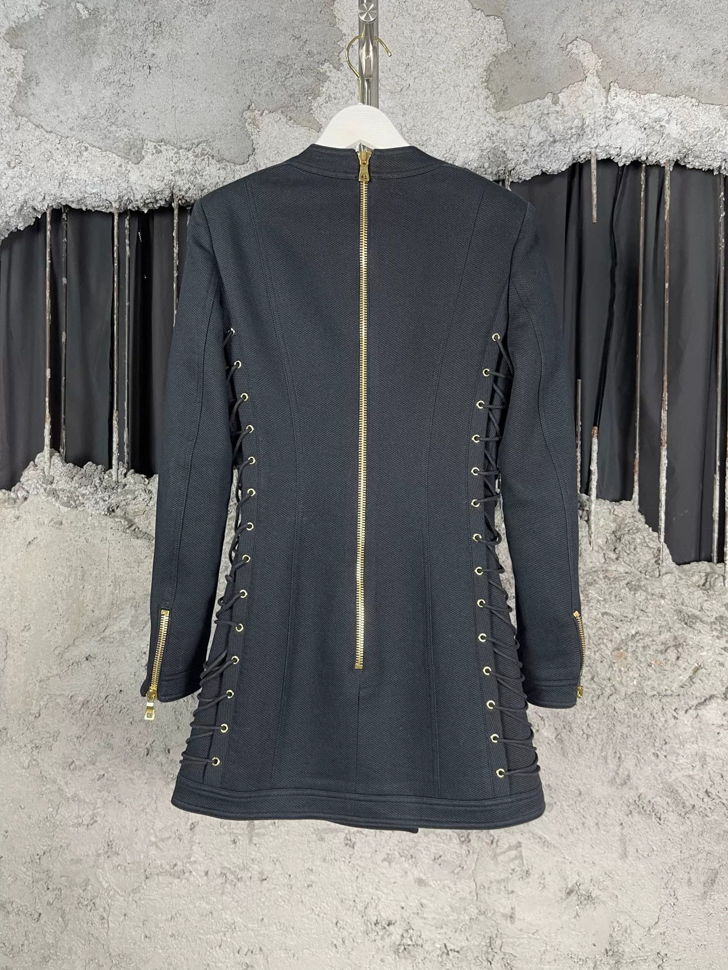 Balmain Balmain Gold Button Lace-Up Mini Dress Size 38 Size S / US 4 / IT 40 - 3 Thumbnail