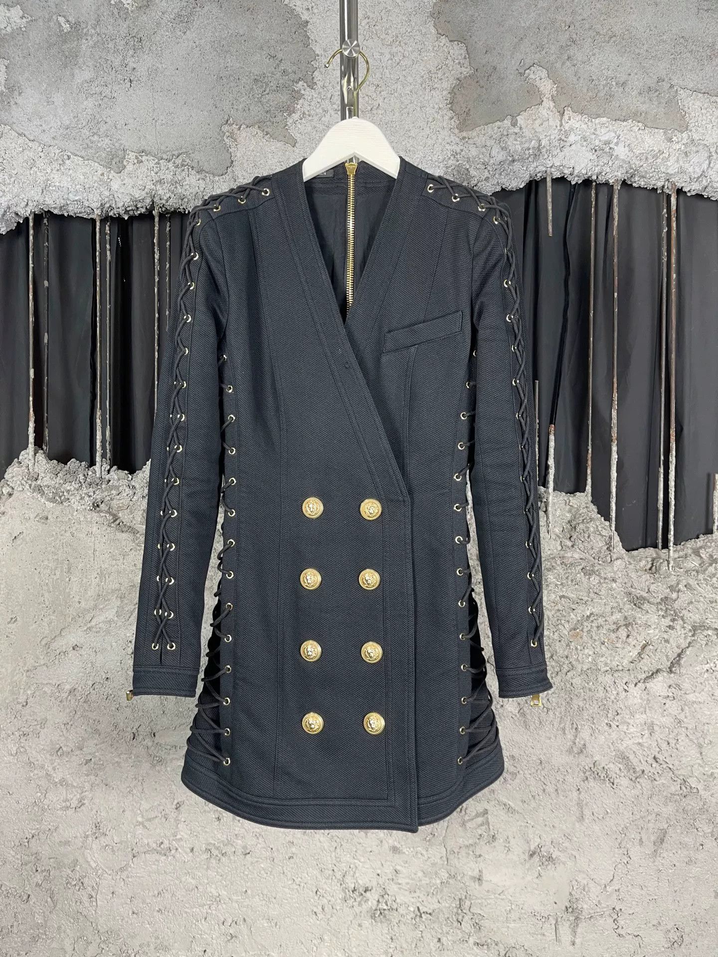 Balmain Balmain Gold Button Lace-Up Mini Dress Size 38 Size S / US 4 / IT 40 - 2 Thumbnail