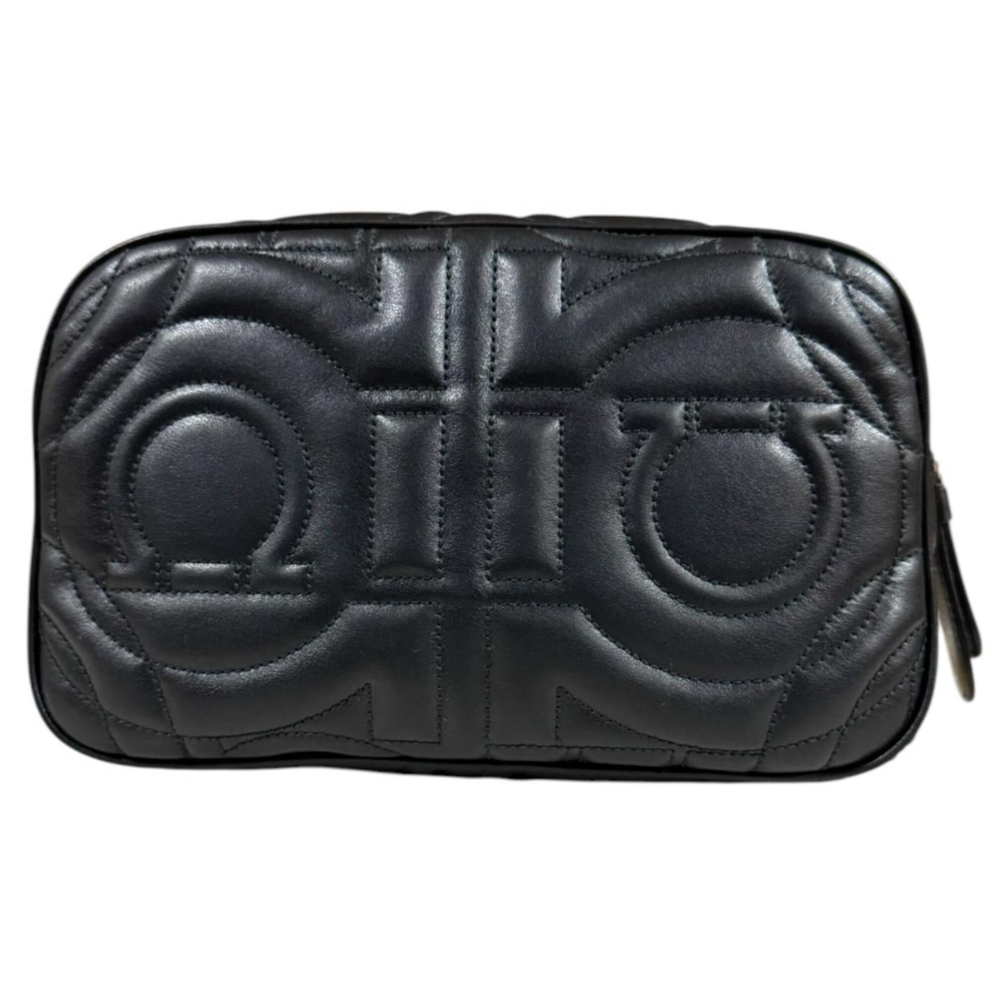 Salvatore Ferragamo Salvatore Ferragamo Gancini Shoulder Bag, Leather, Black, Women's, Chain Size ONE SIZE - 3 Thumbnail
