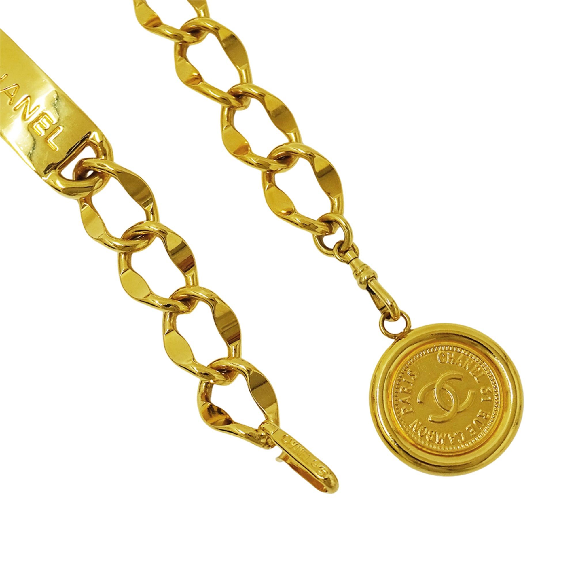 Chanel Chanel women's chain belt with gold logo plate and coin motif. Size ONE SIZE - 3 Thumbnail