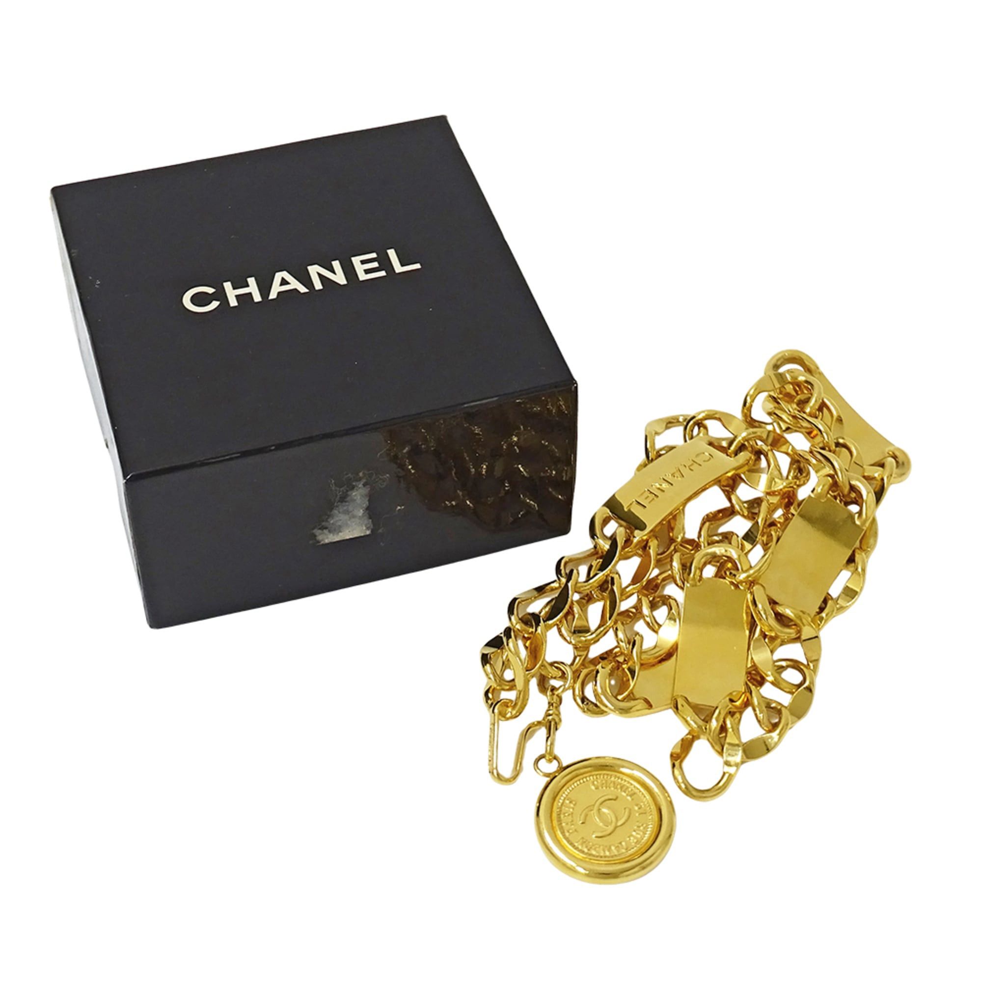 Chanel Chanel women's chain belt with gold logo plate and coin motif. Size ONE SIZE - 7 Thumbnail