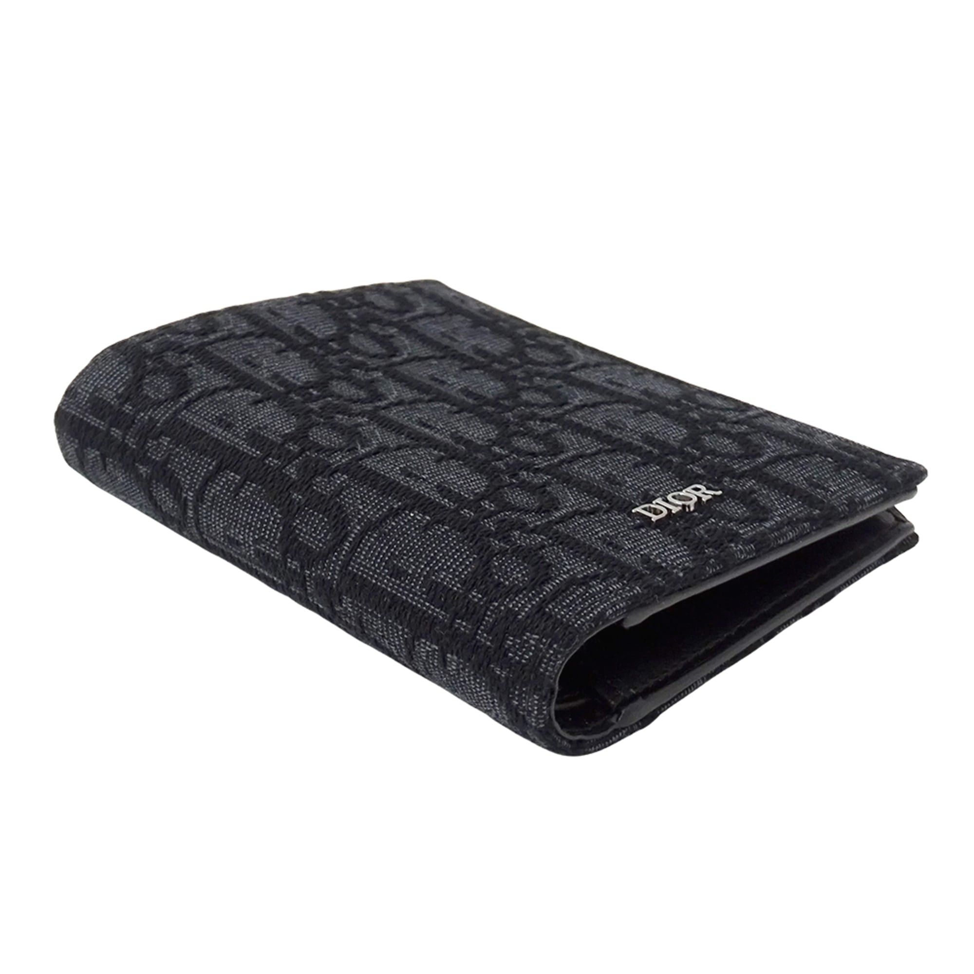 Dior Christian Dior Dior women's wallet, brand name, bi-fold oblique jacquard, black, mini wallet Size ONE SIZE - 3 Thumbnail