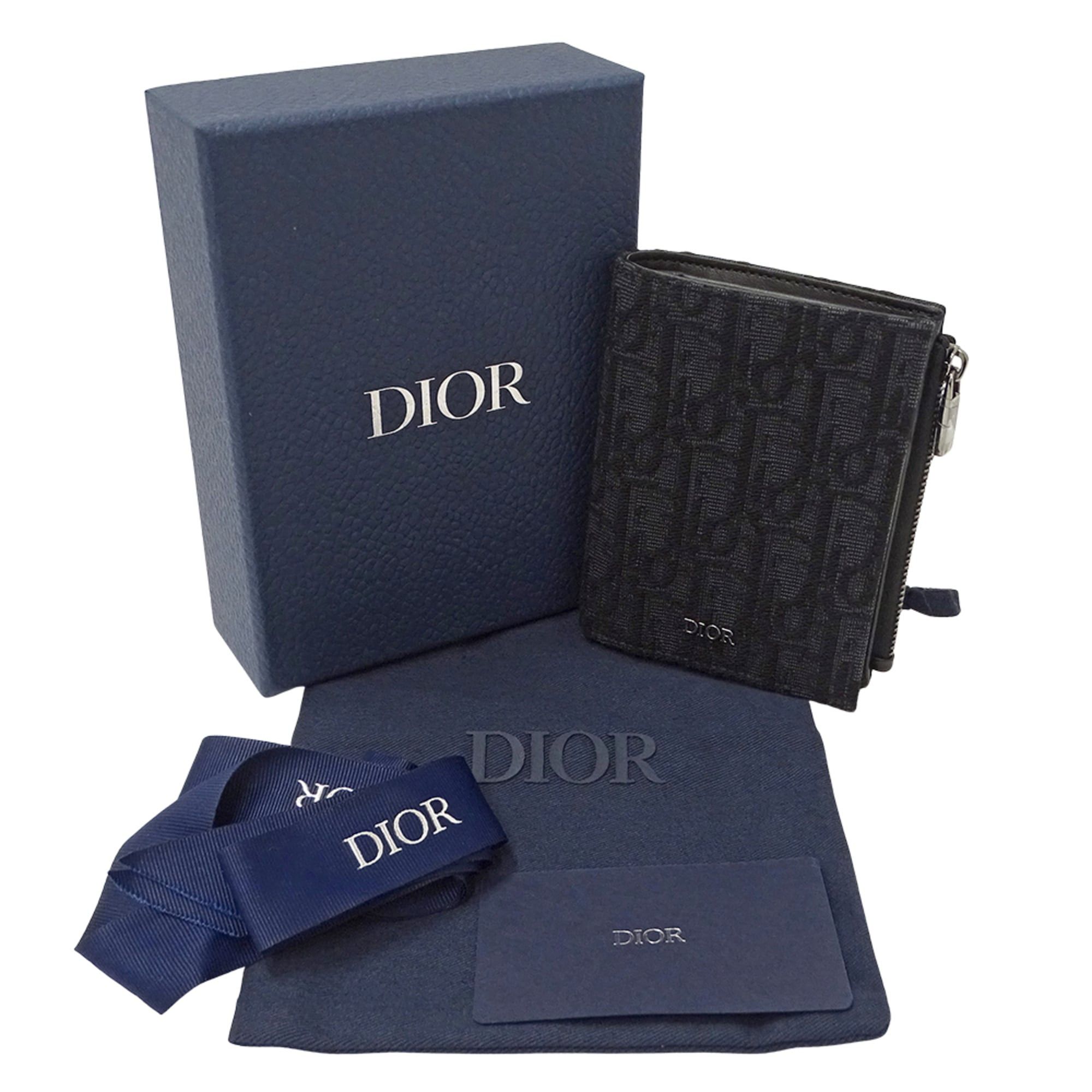 Dior Christian Dior Dior women's wallet, brand name, bi-fold oblique jacquard, black, mini wallet Size ONE SIZE - 6 Thumbnail