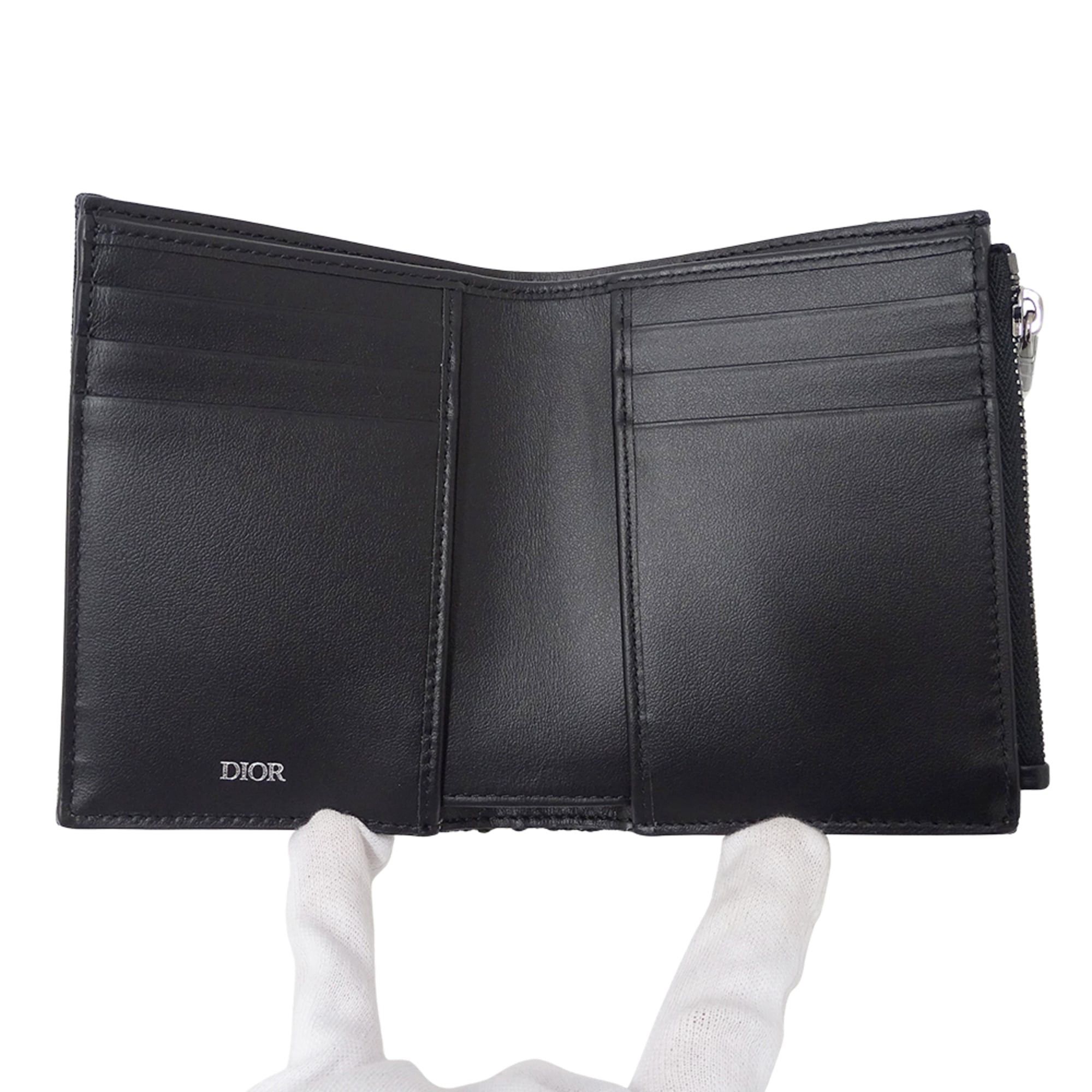 Dior Christian Dior Dior women's wallet, brand name, bi-fold oblique jacquard, black, mini wallet Size ONE SIZE - 4 Thumbnail