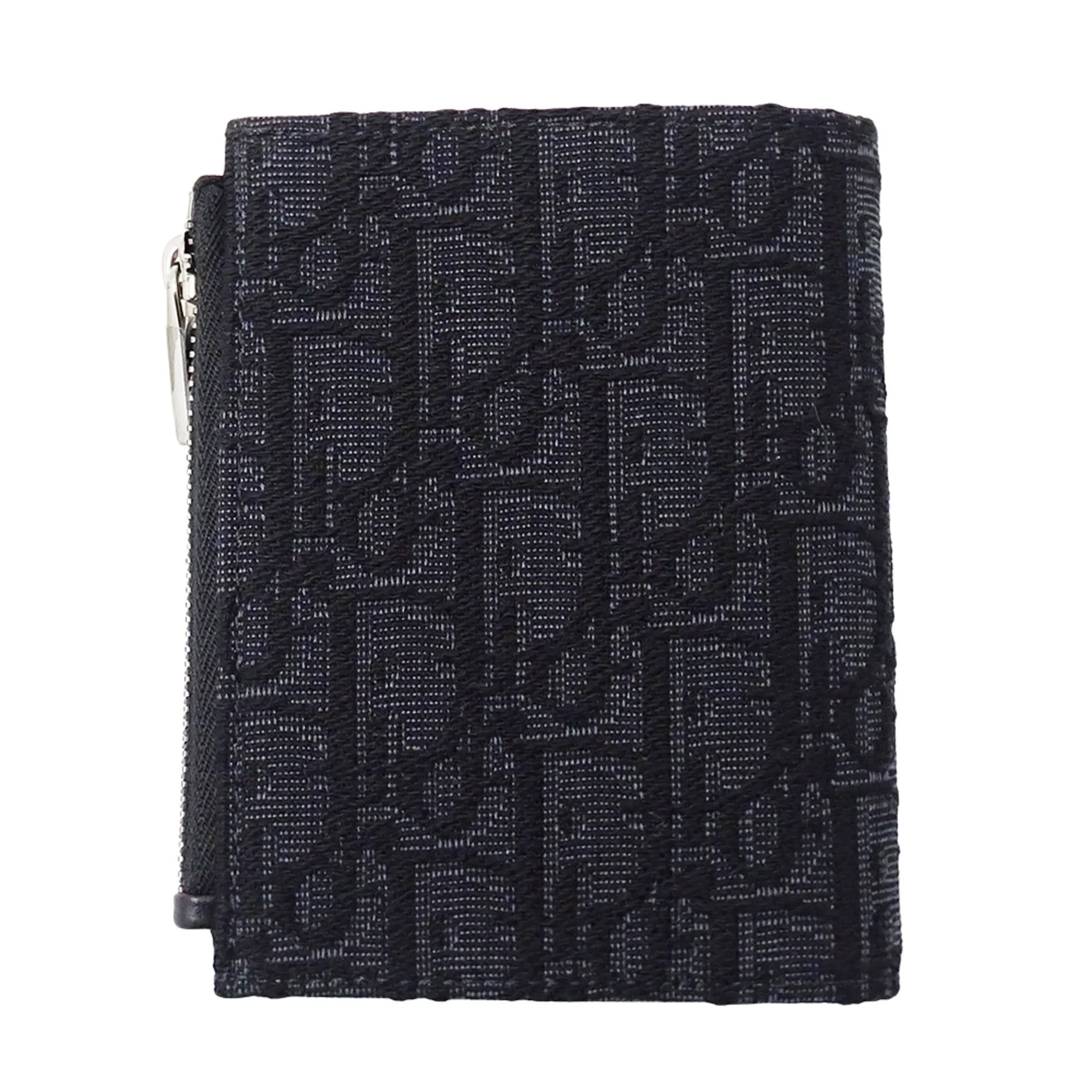 Dior Christian Dior Dior women's wallet, brand name, bi-fold oblique jacquard, black, mini wallet Size ONE SIZE - 2 Thumbnail